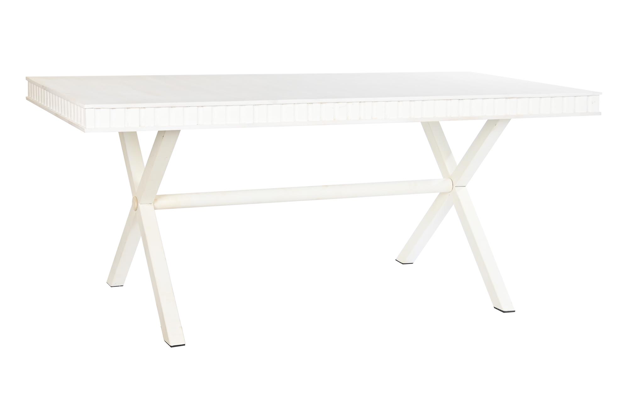 Mesa comedor mango metal 180x90x76 rombo blanco
