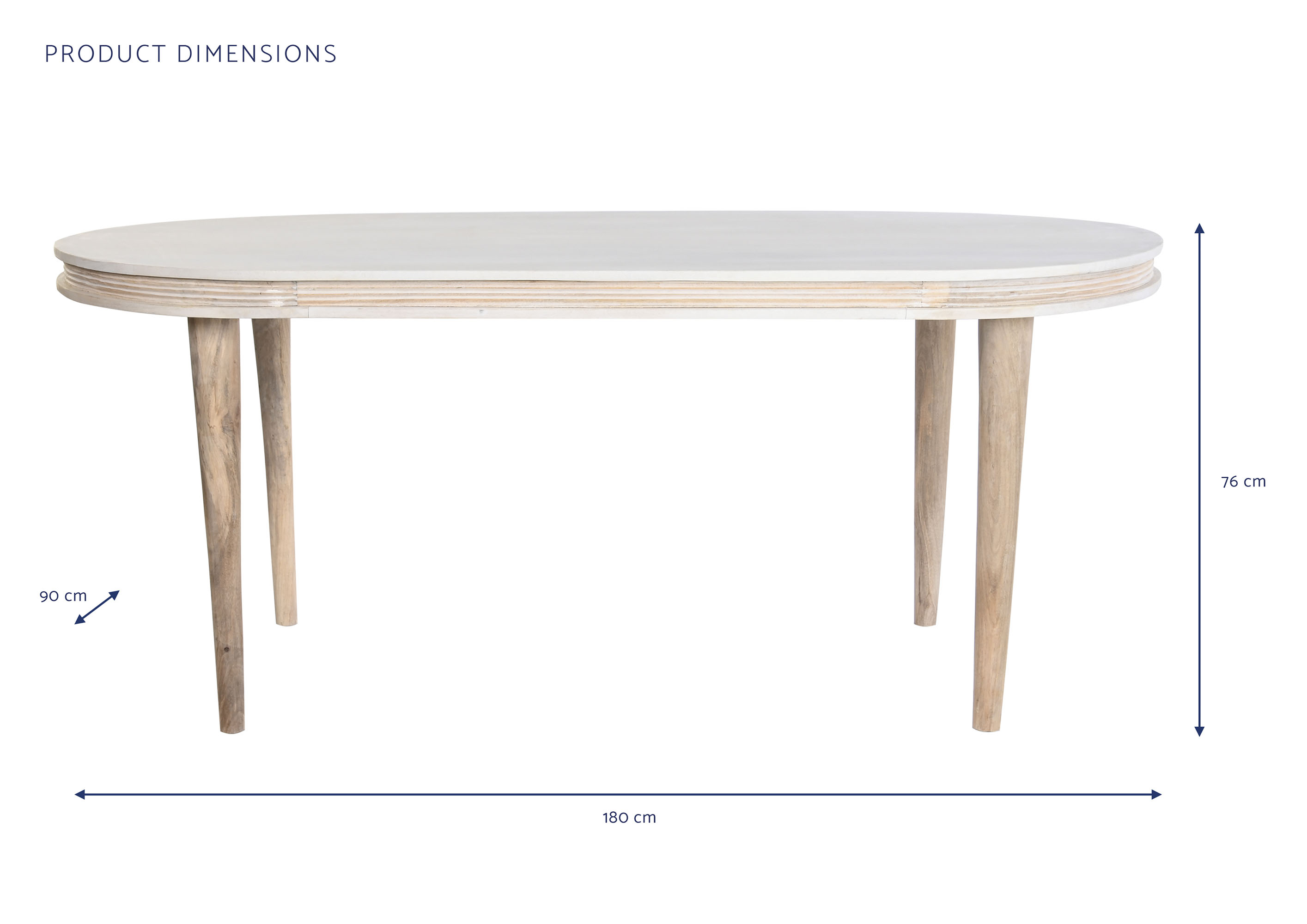 Mesa comedor mango 180x90x76 rombo blanco