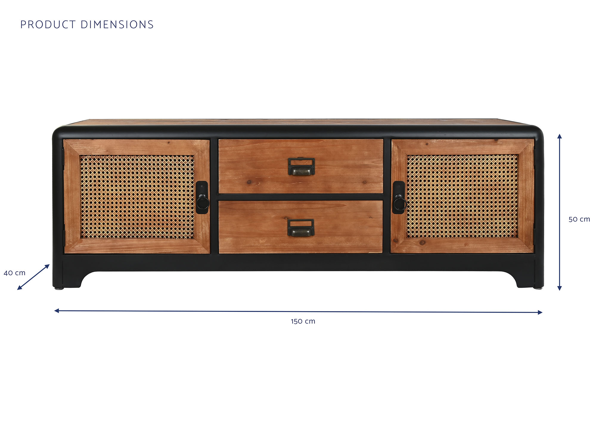 Mueble tv abeto metal 150x40x50 marron oscuro