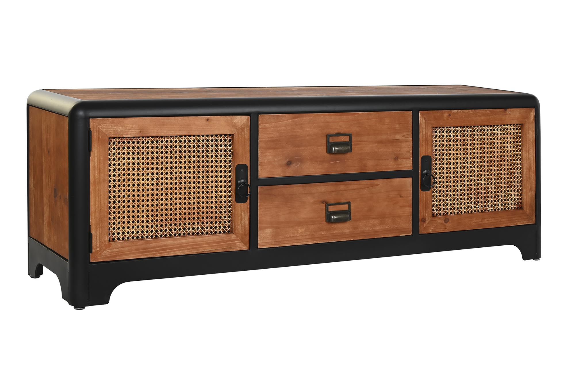 Mueble tv abeto metal 150x40x50 marron oscuro