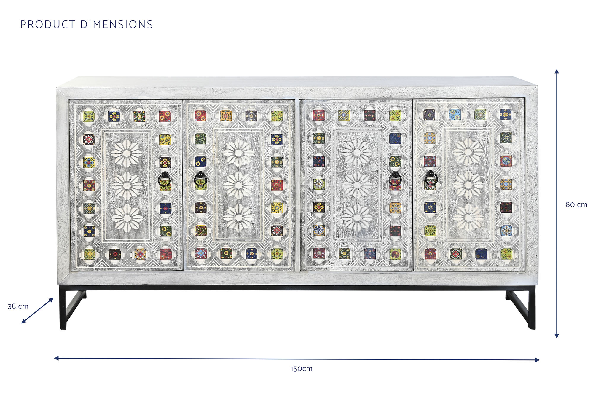 Buffet mango ceramica 150x38x80 gris