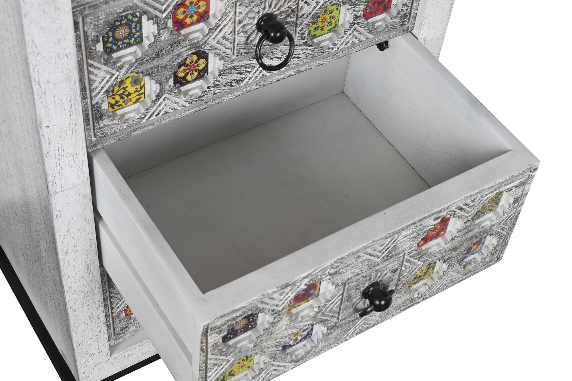 Chifonier mango ceramica 45x35x107 gris blanco
