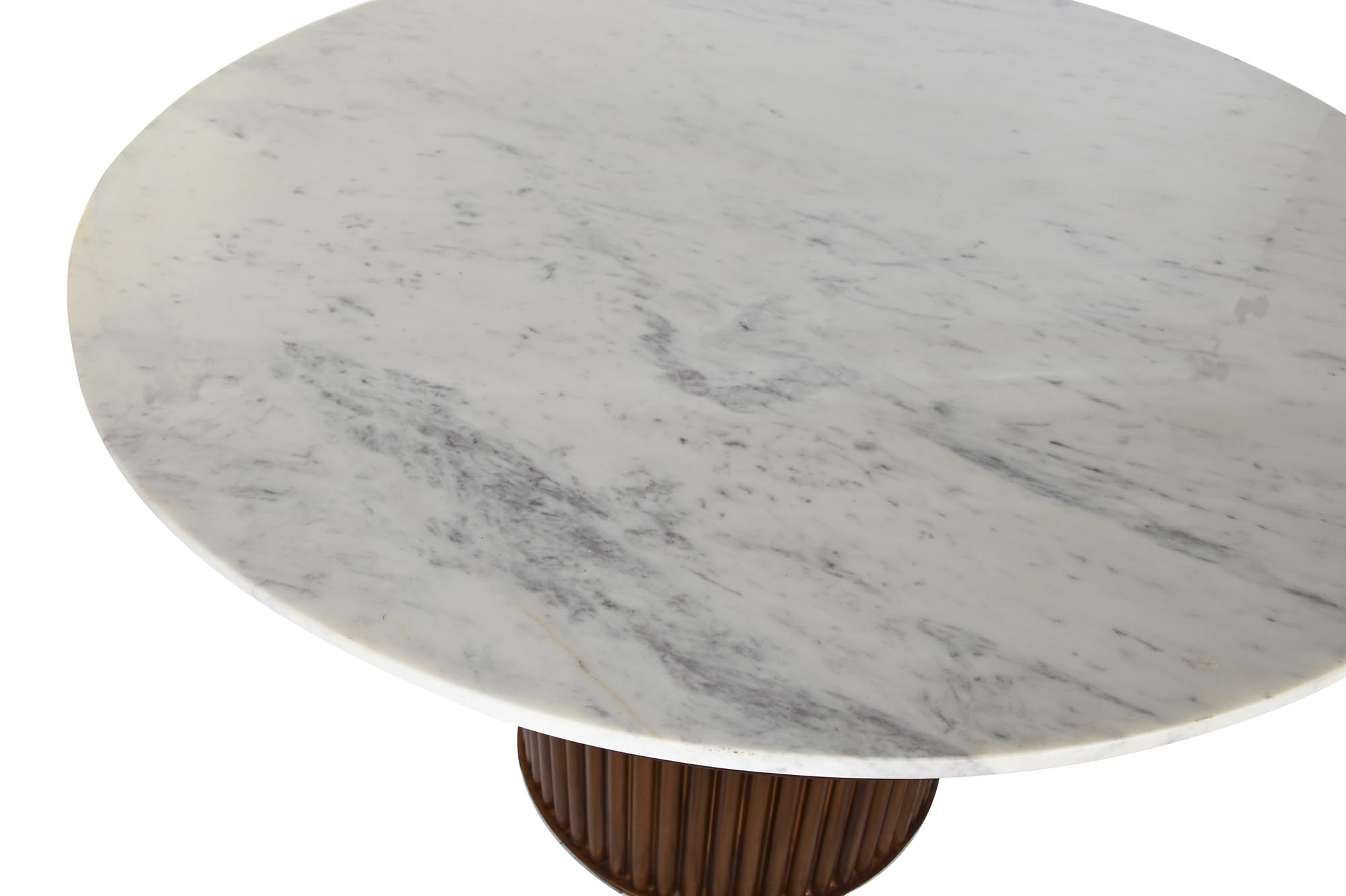 Mesa comedor marmol metal 110x110x76 cobrizo