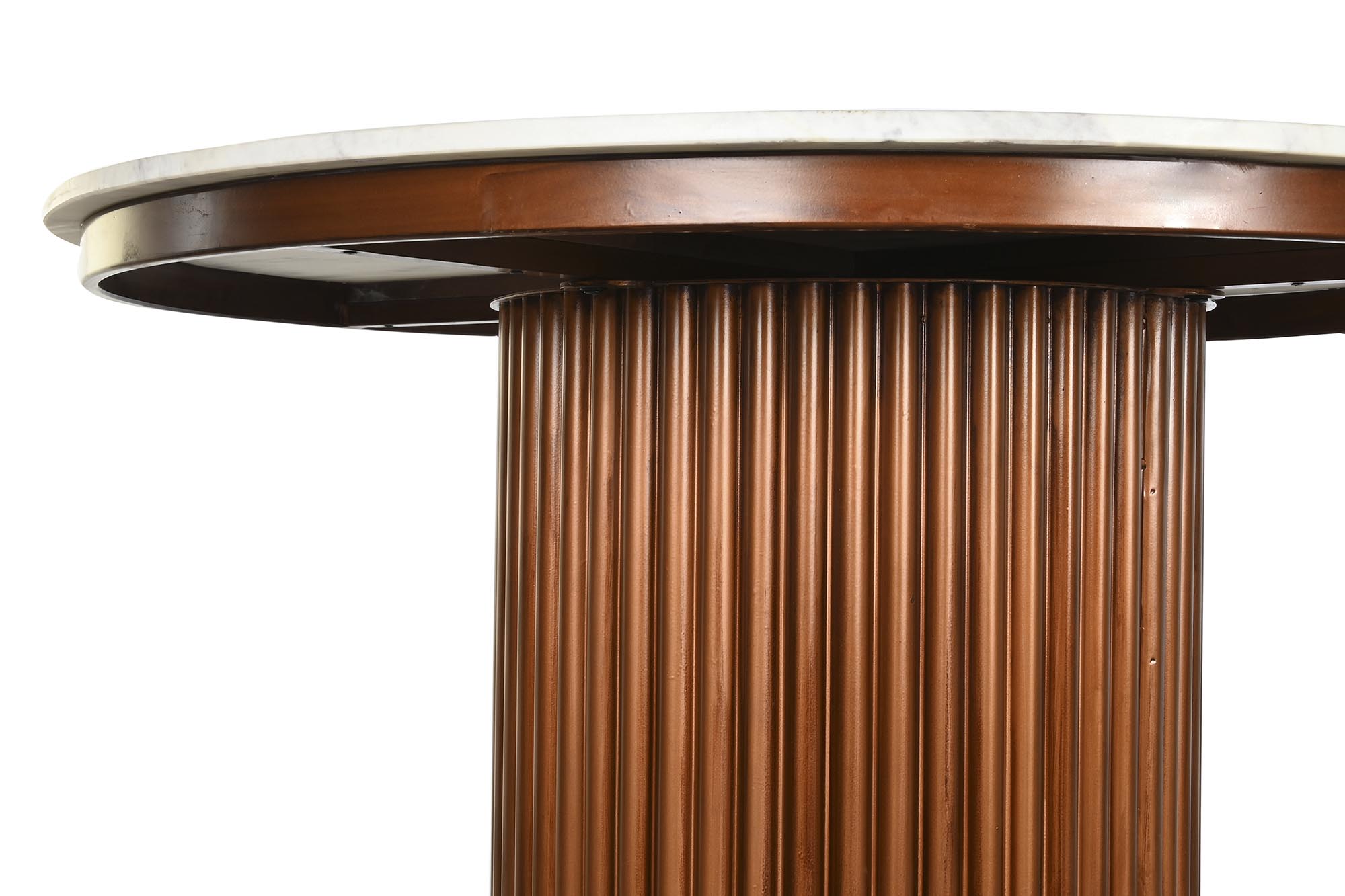 Mesa comedor marmol metal 110x110x76 cobrizo