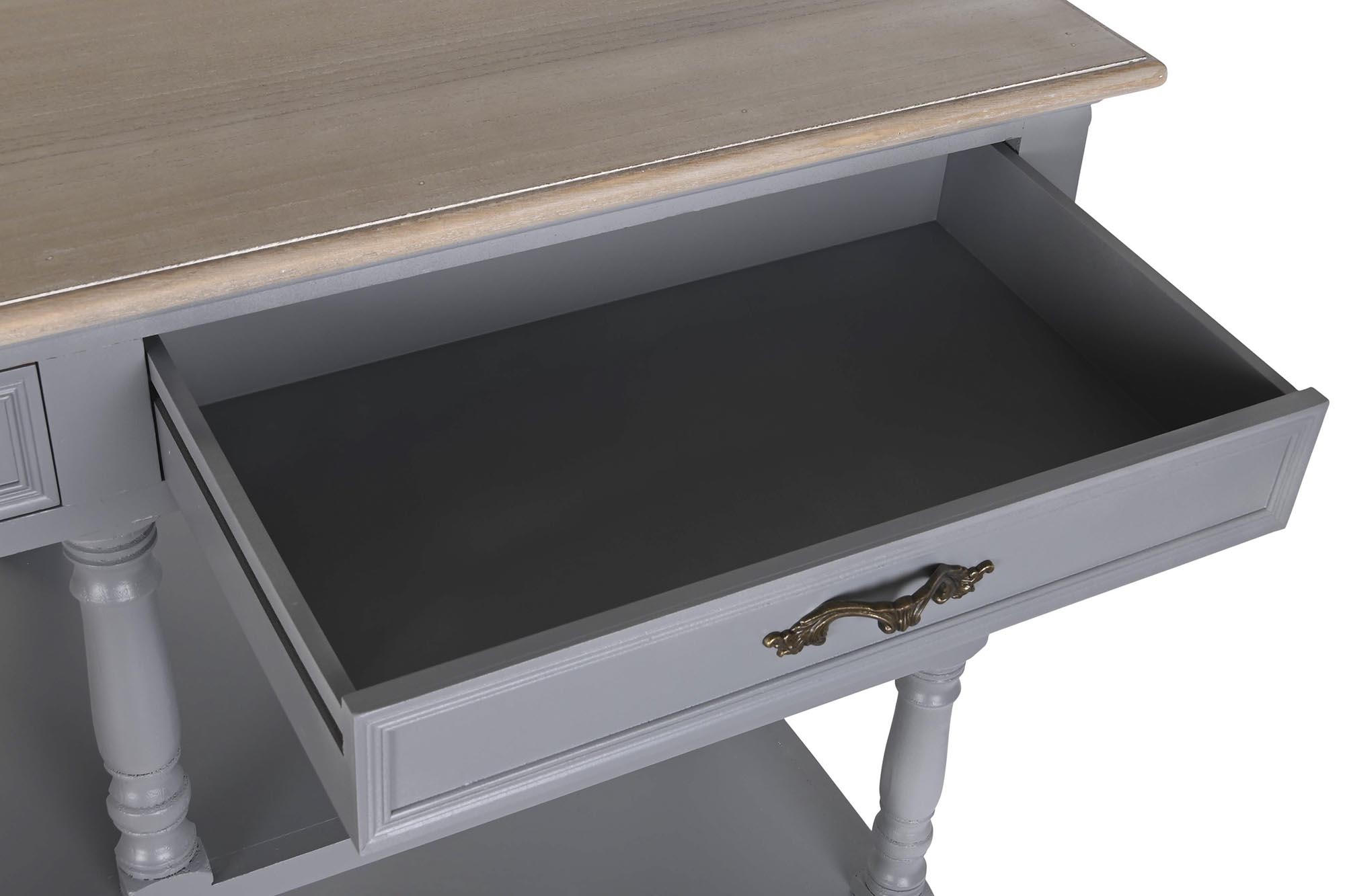 Buffet paulownia mdf 117x39x89 2 cajones gris