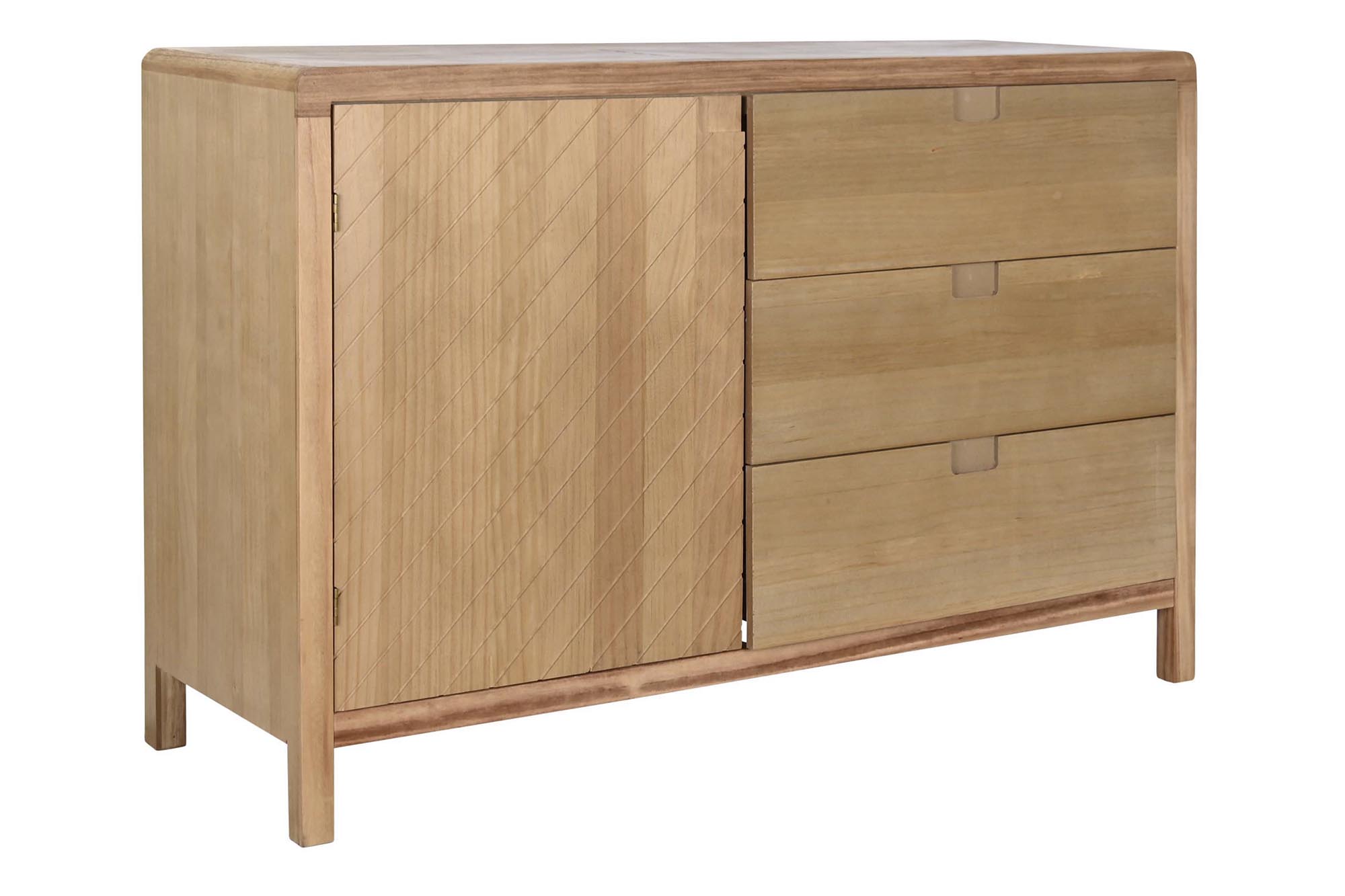 Buffet pino mdf 120x40x80 3 cajones marron claro