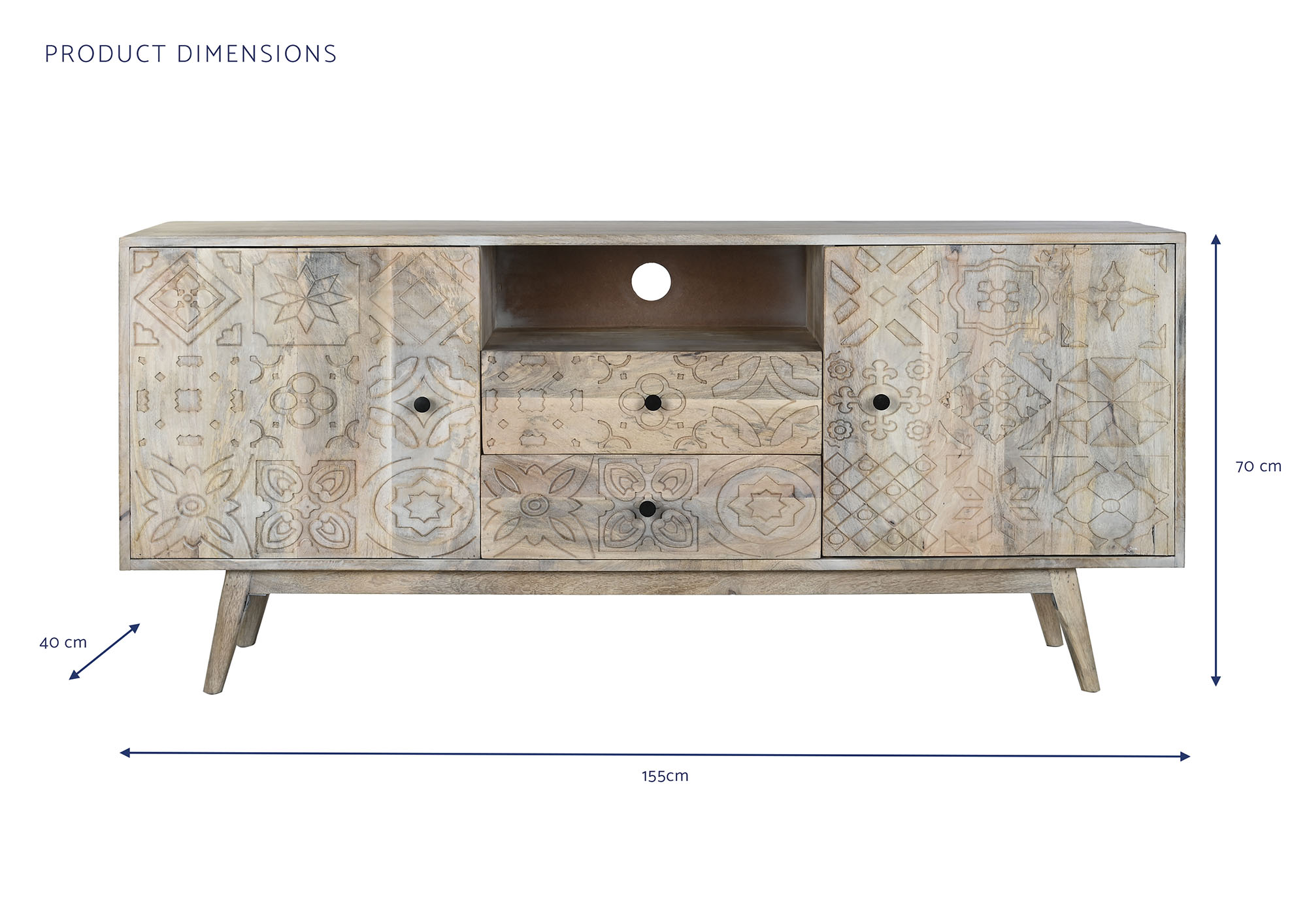 Mueble tv mango 155x40x70 natural