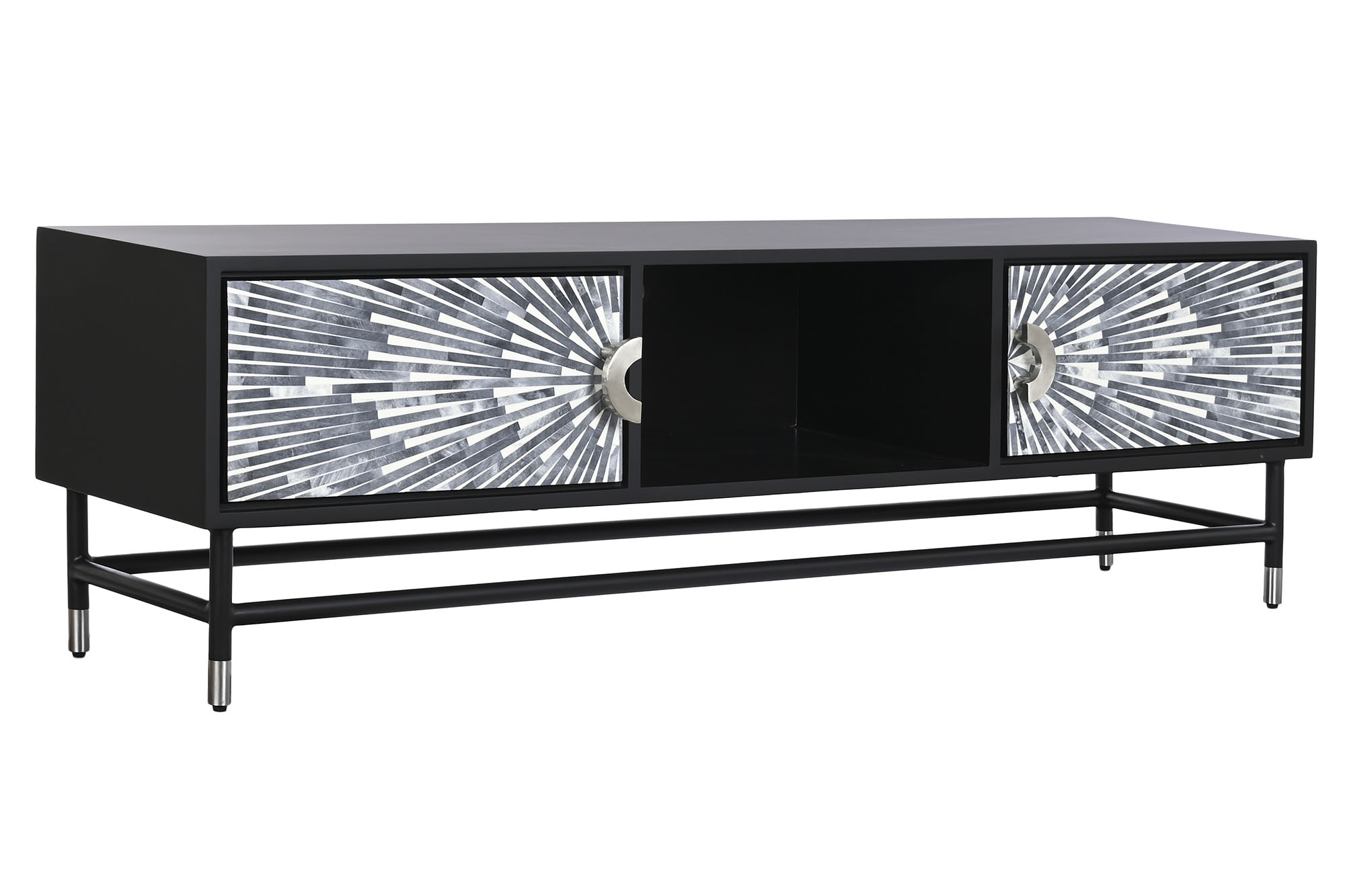 Mueble tv hueso resina 170x40x50 taracea negro