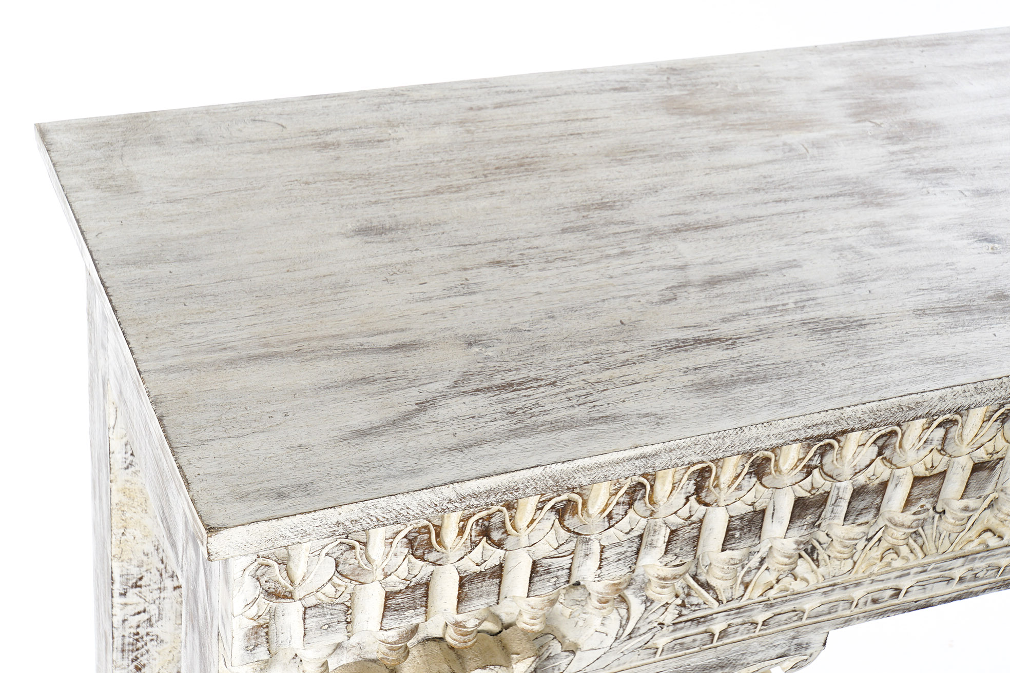 Consola mango 150x41x76 envejecido blanco