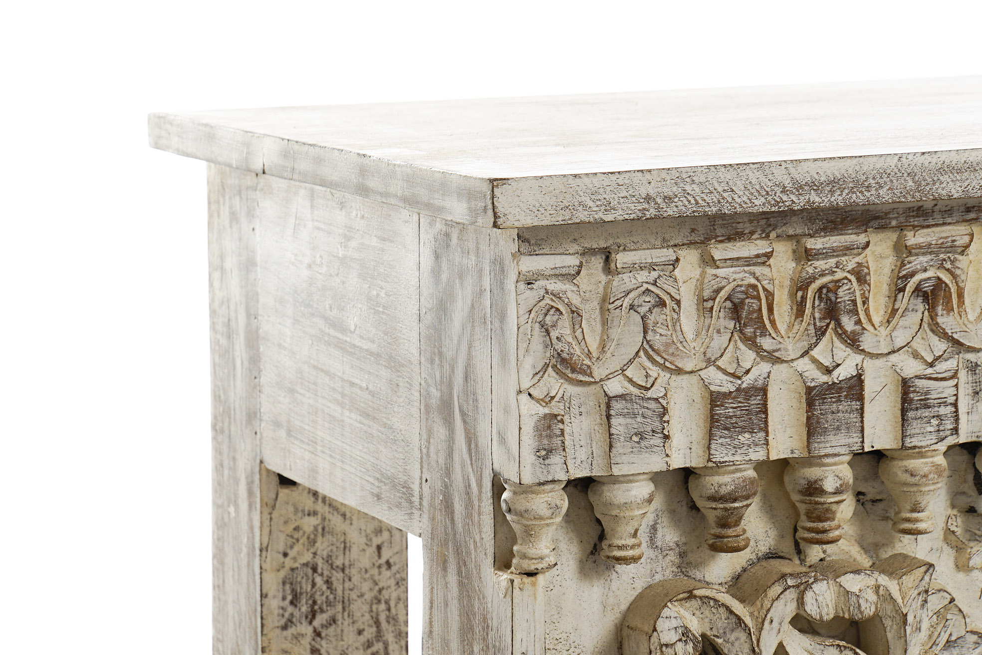 Consola mango 150x41x76 envejecido blanco