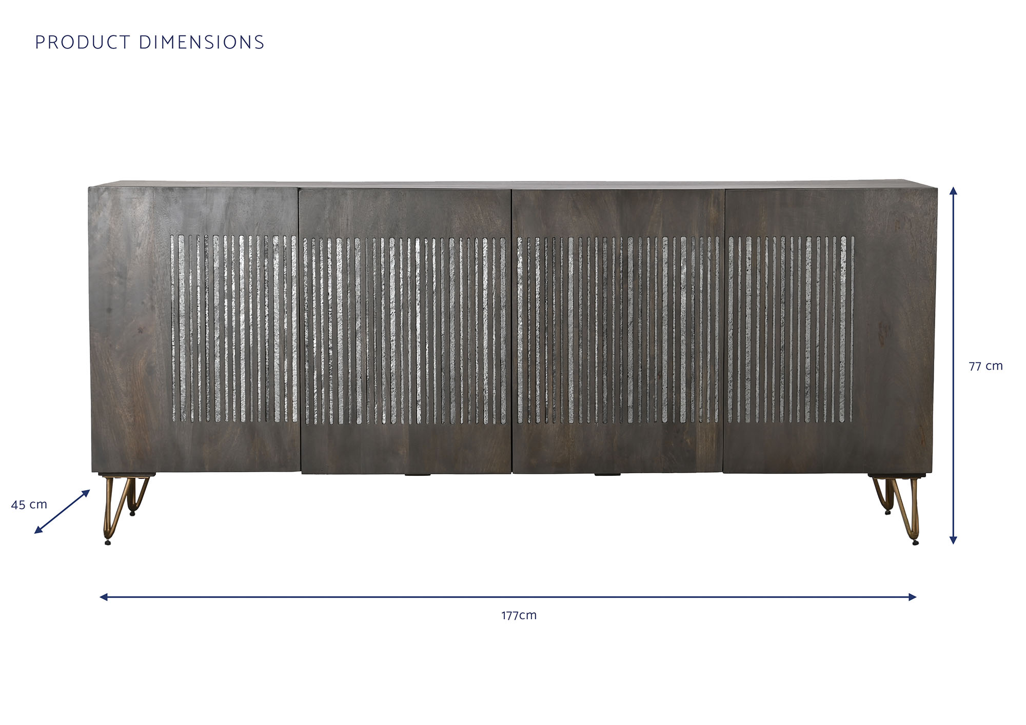 Buffet mango metal 177x45x77 marron
