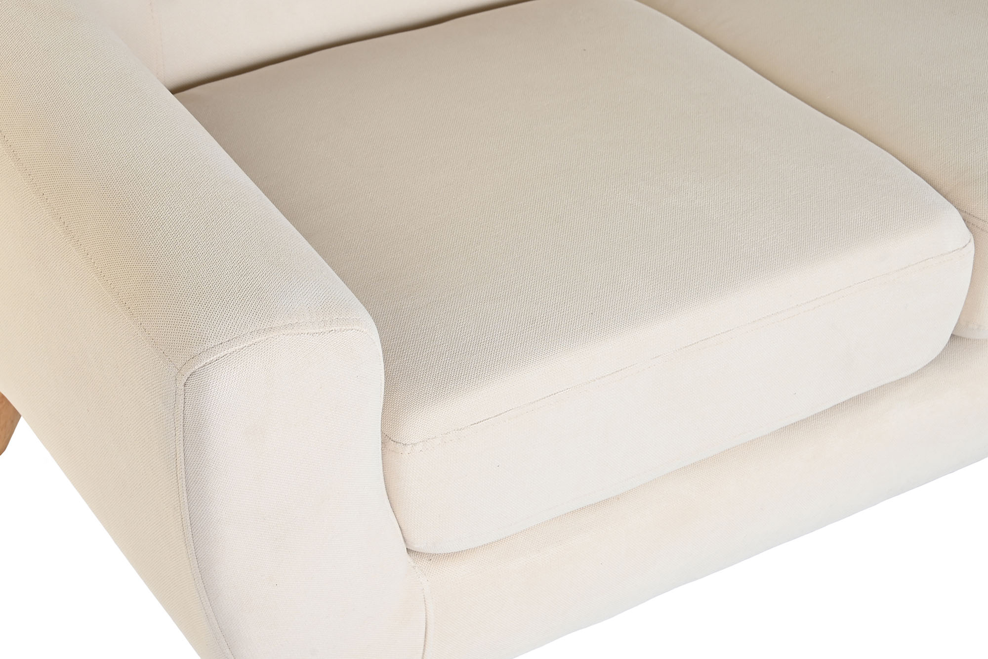 Sofa poliester rubberwood 146x84x82 2 plazas crema