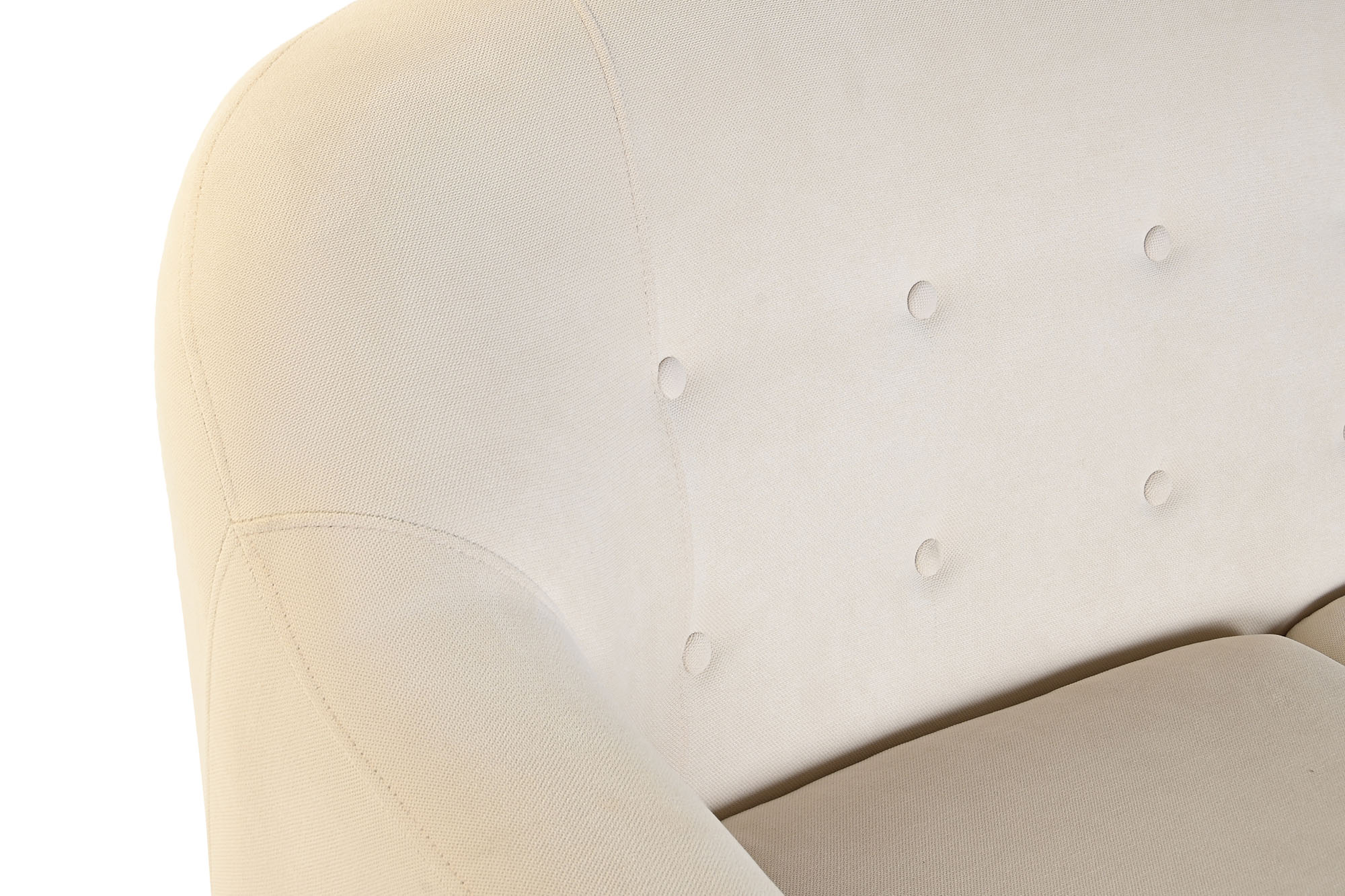 Sofa poliester rubberwood 146x84x82 2 plazas crema
