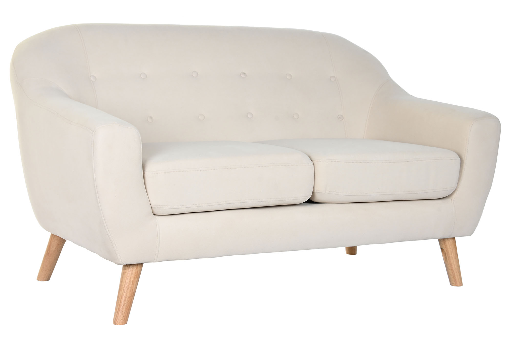 Sofa poliester rubberwood 146x84x82 2 plazas crema