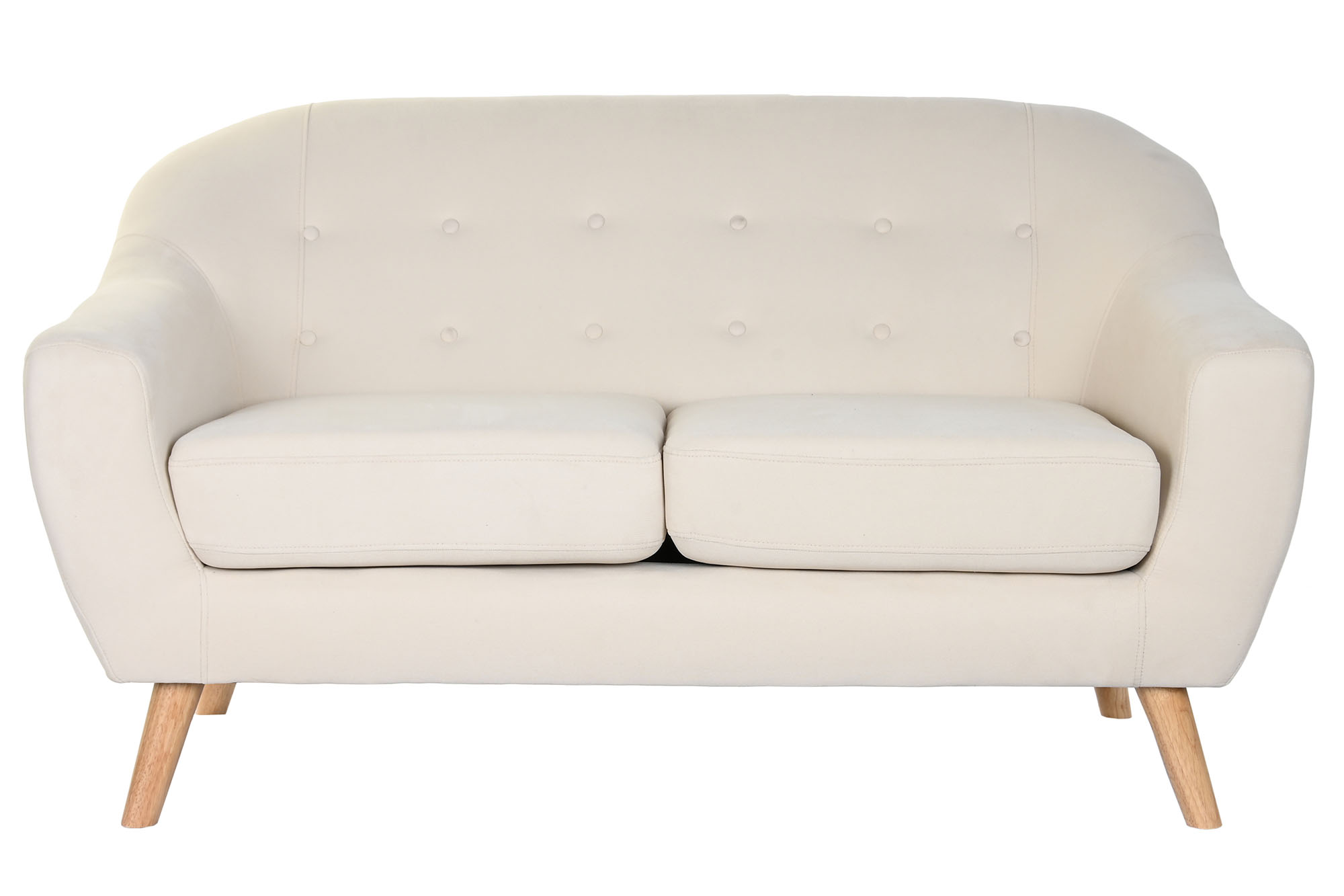 Sofa poliester rubberwood 146x84x82 2 plazas crema