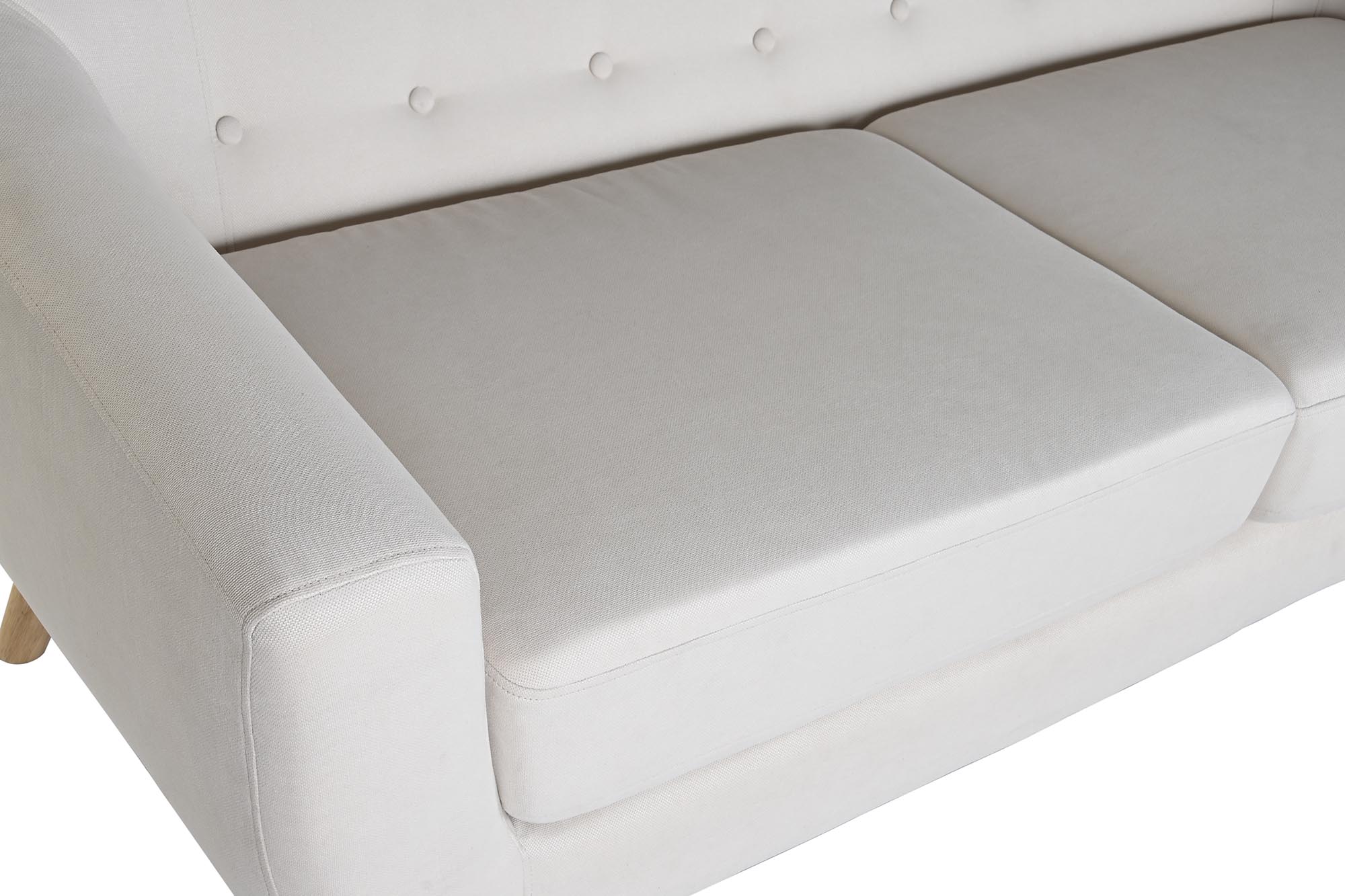 Sofa poliester rubberwood 172x82x82 3 plazas crema