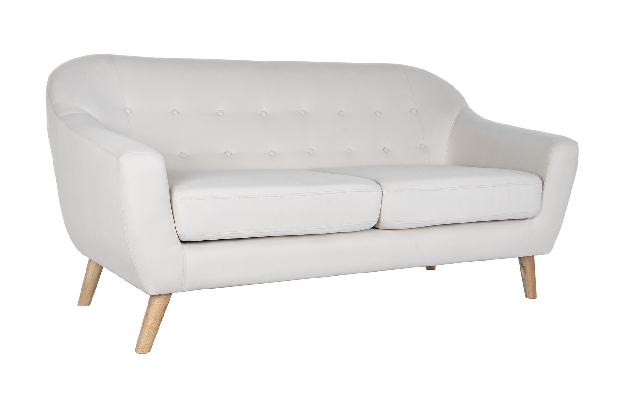 Sofa poliester rubberwood 172x82x82 3 plazas crema