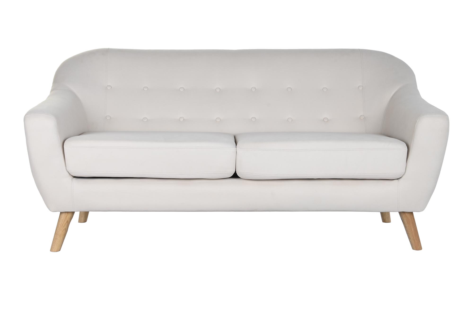 Sofa poliester rubberwood 172x82x82 3 plazas crema