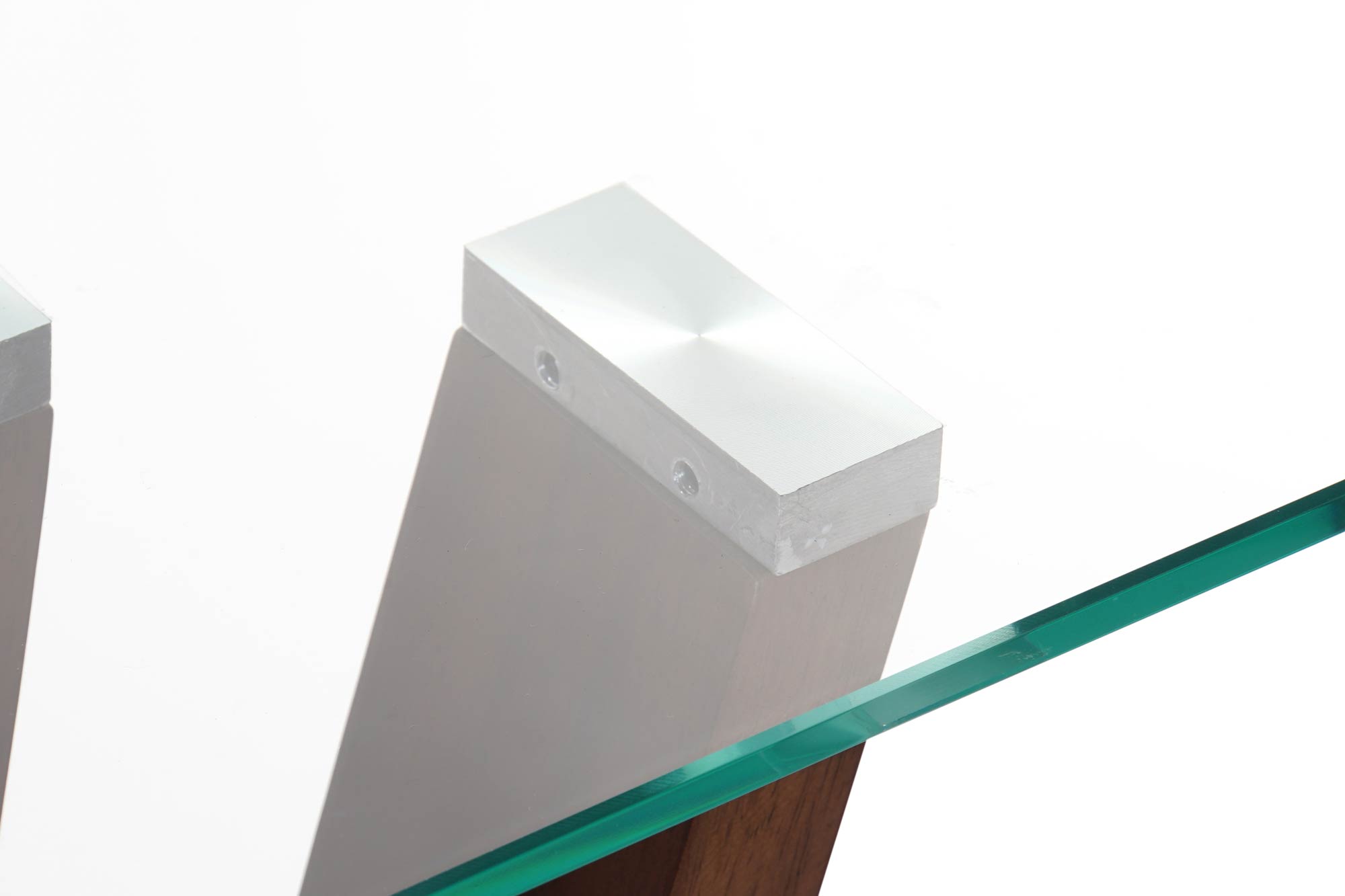 Consola nogal cristal 145x45x75 8 mm, natural