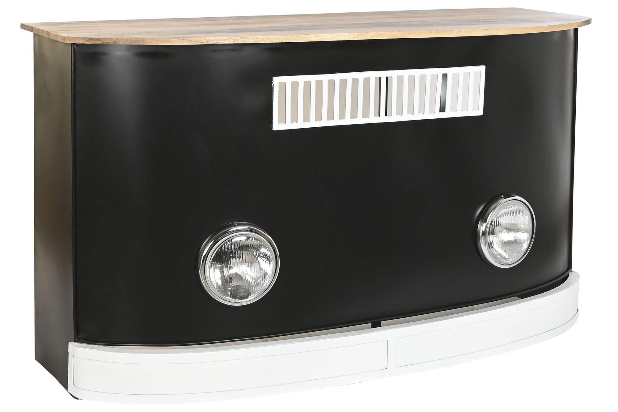 Mueble bar mango hierro 157x52x90 focos negro