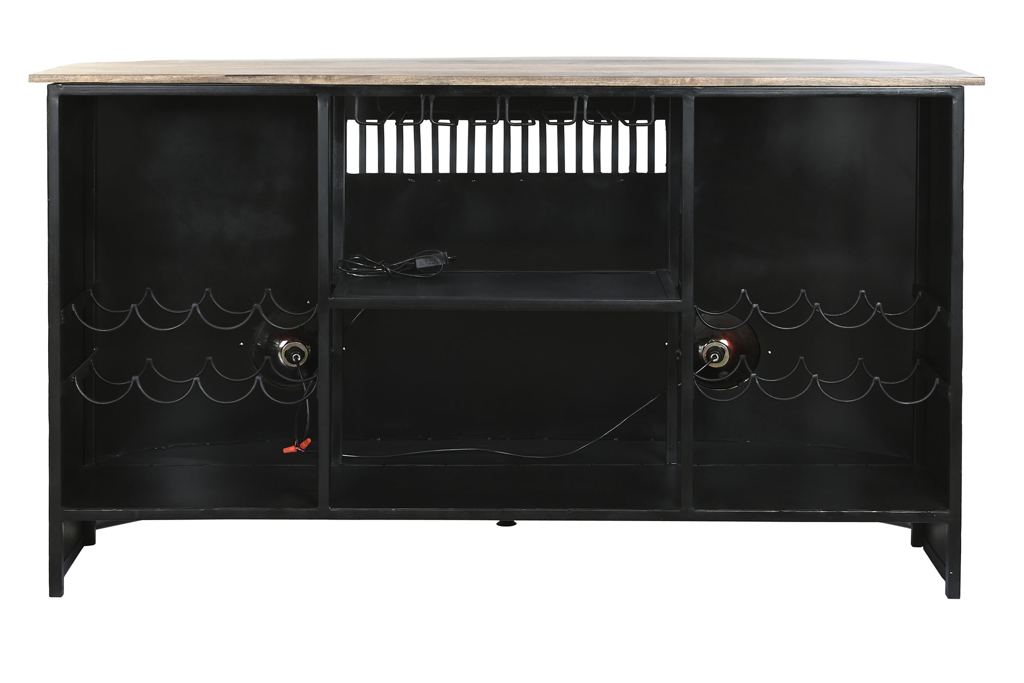 Mueble bar mango hierro 157x52x90 focos negro