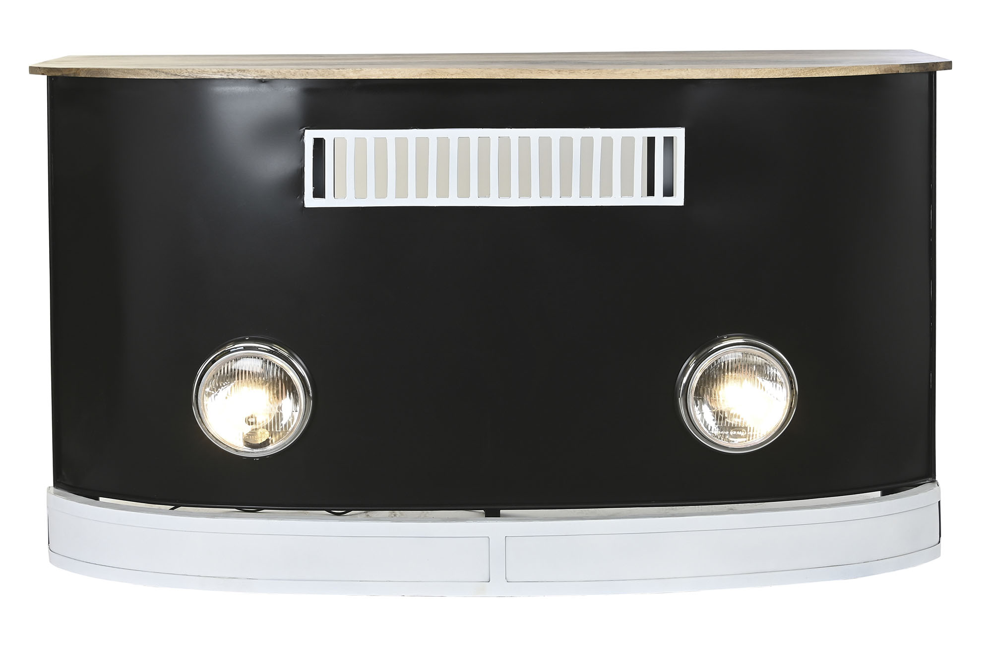 Mueble bar mango hierro 157x52x90 focos negro