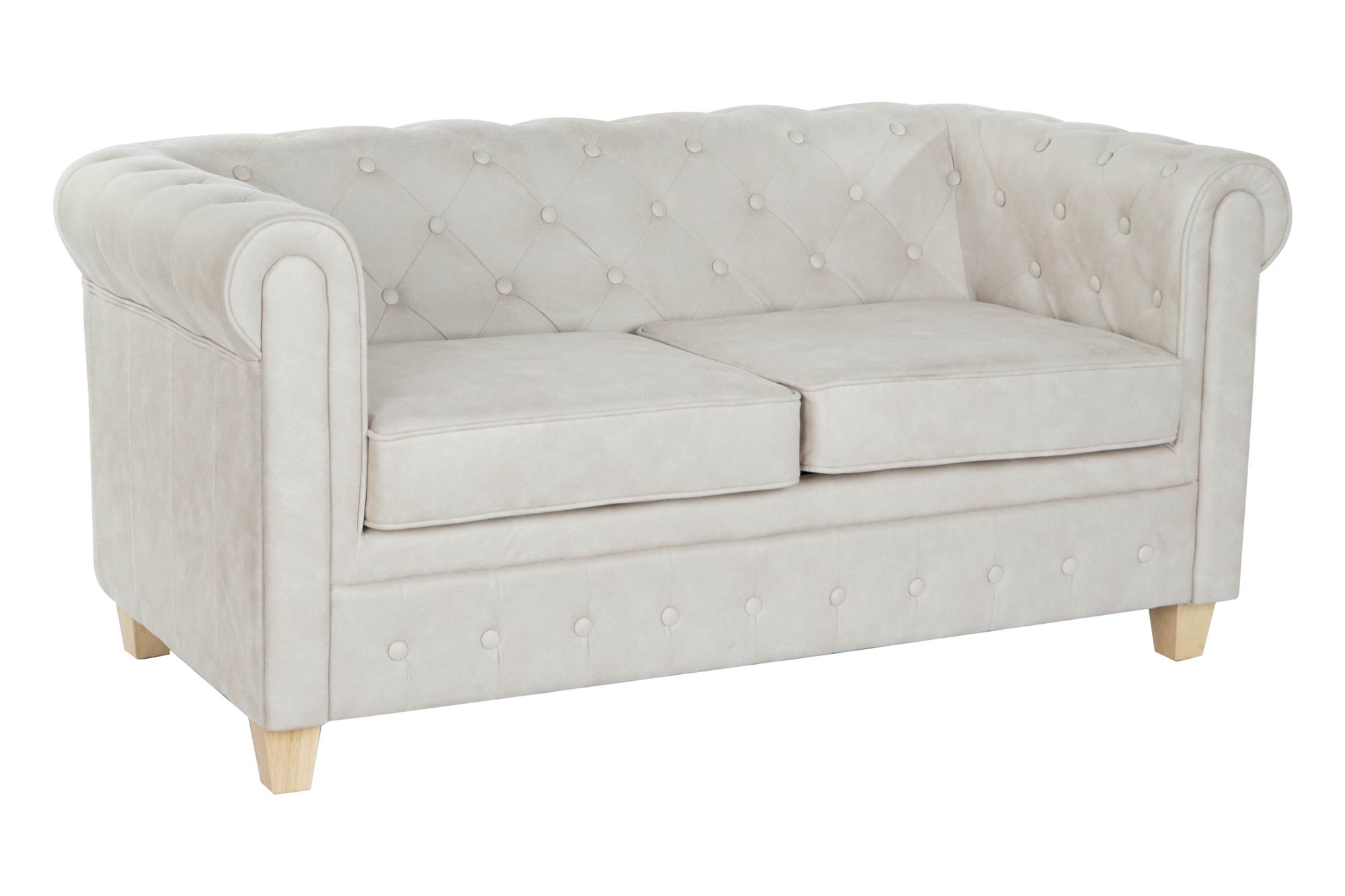 Sofa poliester madera 151x80x70 capitone blanco