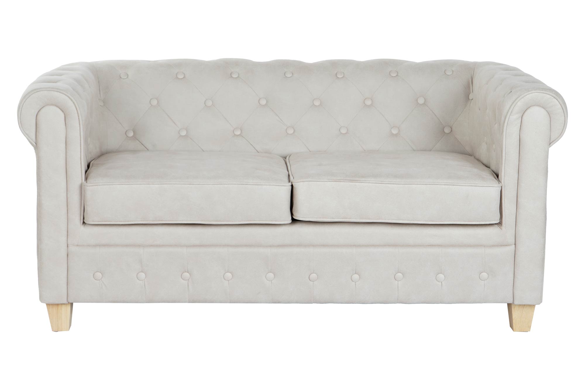 Sofa poliester madera 151x80x70 capitone blanco