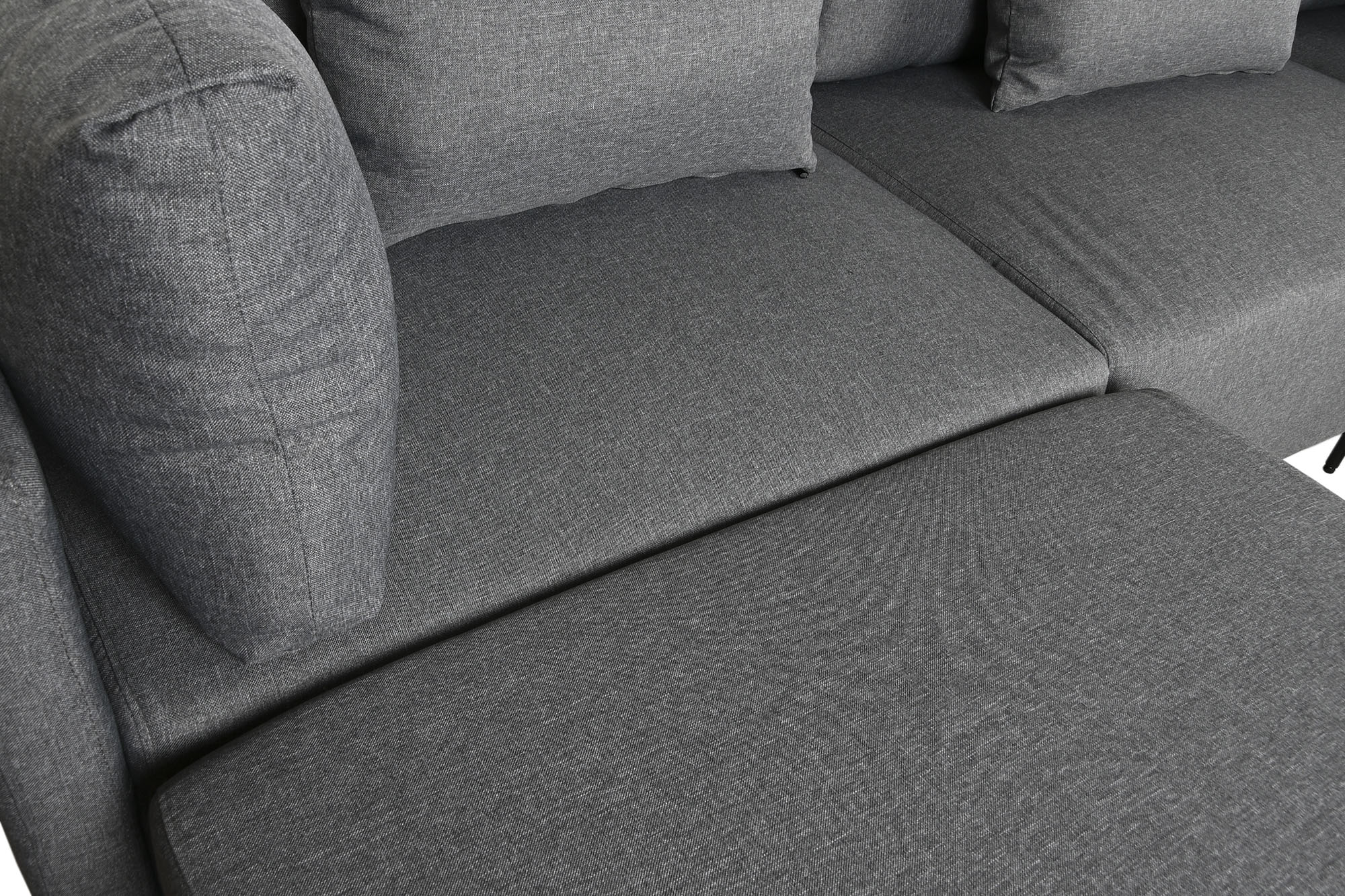 Sofa poliester metal 276x152,5x84 gris