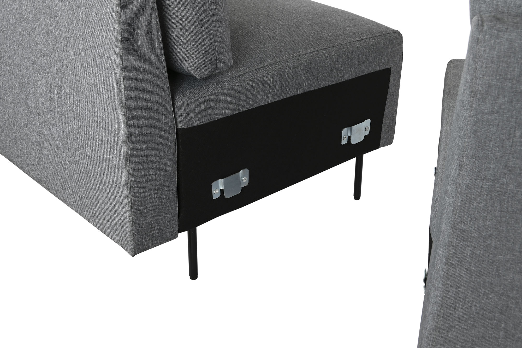 Sofa poliester metal 276x152,5x84 gris