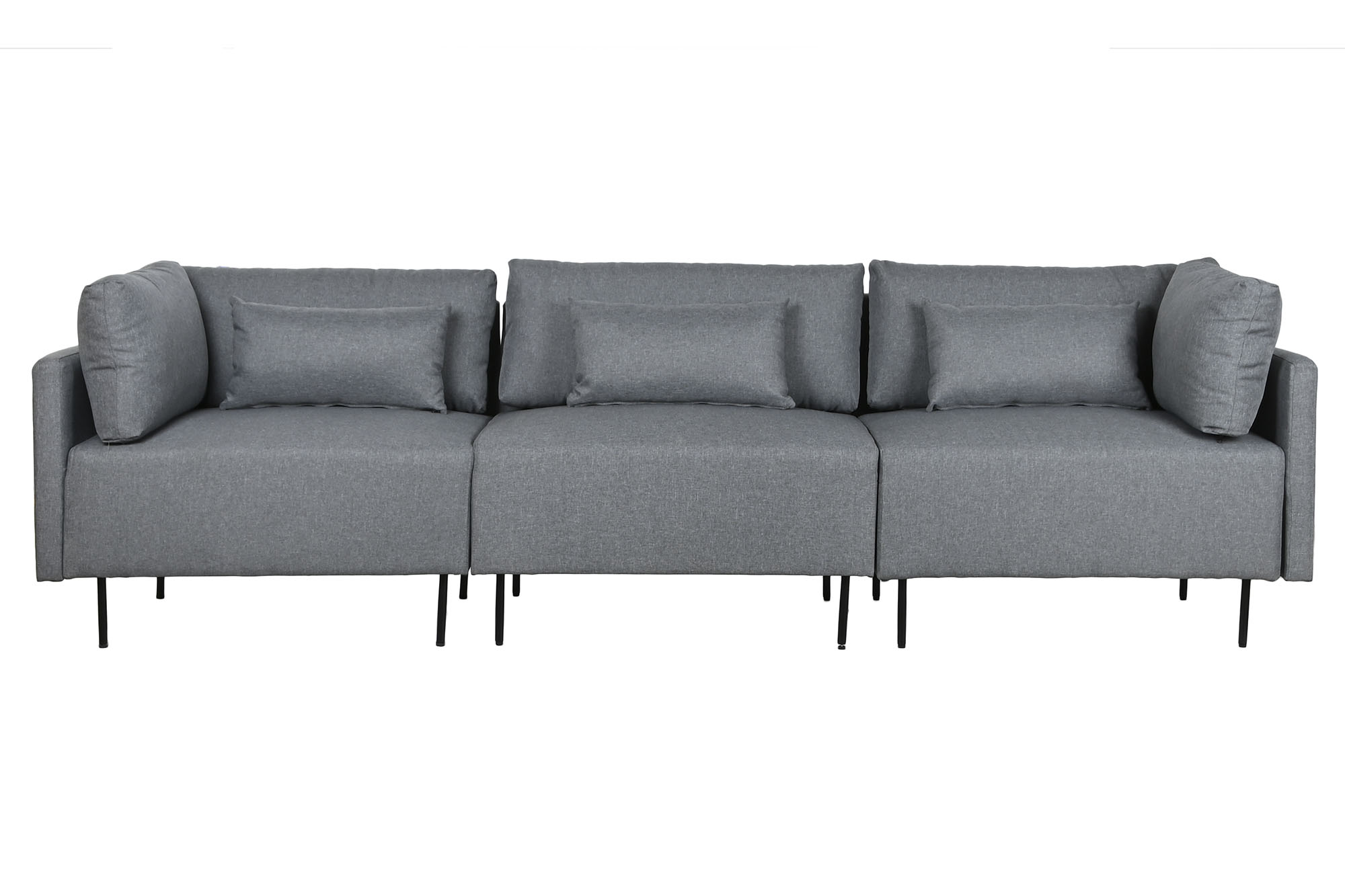 Sofa poliester metal 276x152,5x84 gris