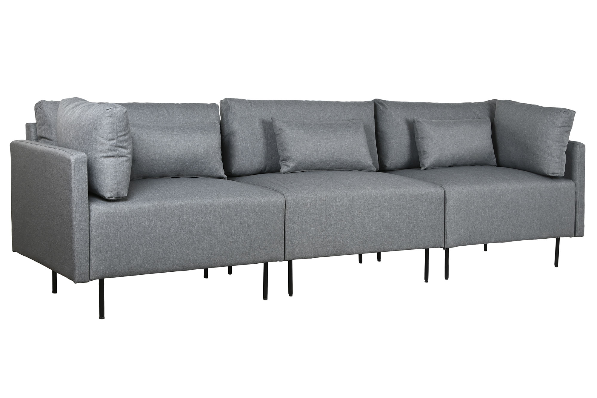 Sofa poliester metal 276x152,5x84 gris