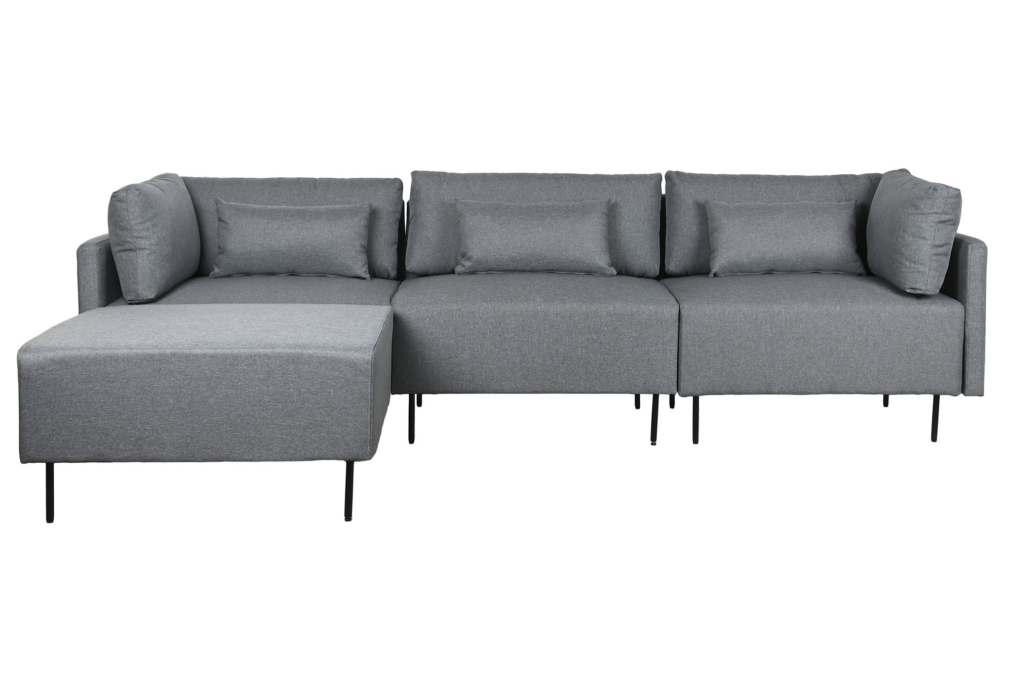 Sofa poliester metal 276x152,5x84 gris