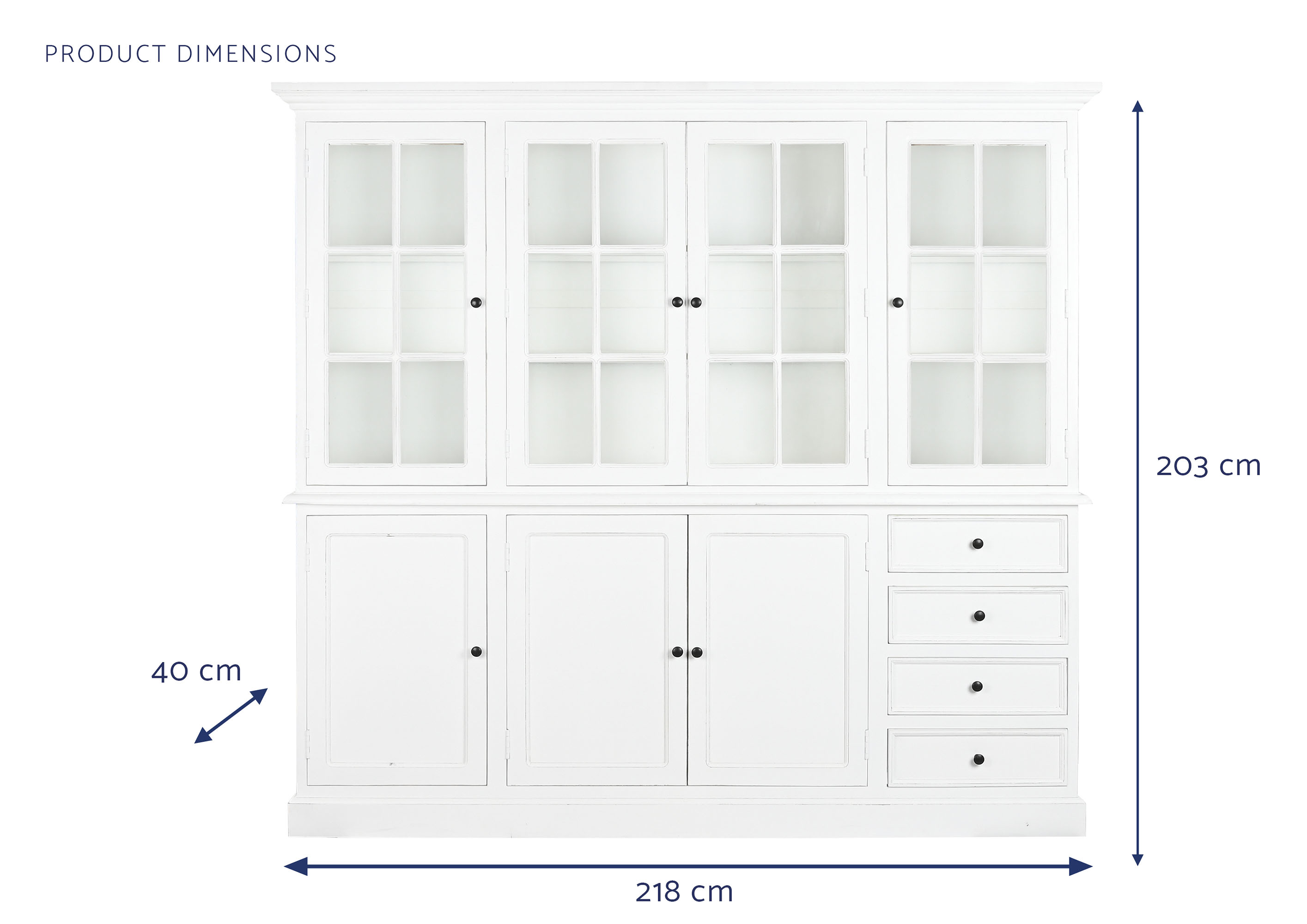 Vitrina mdf cristal 218,4x40,6x203 blanco