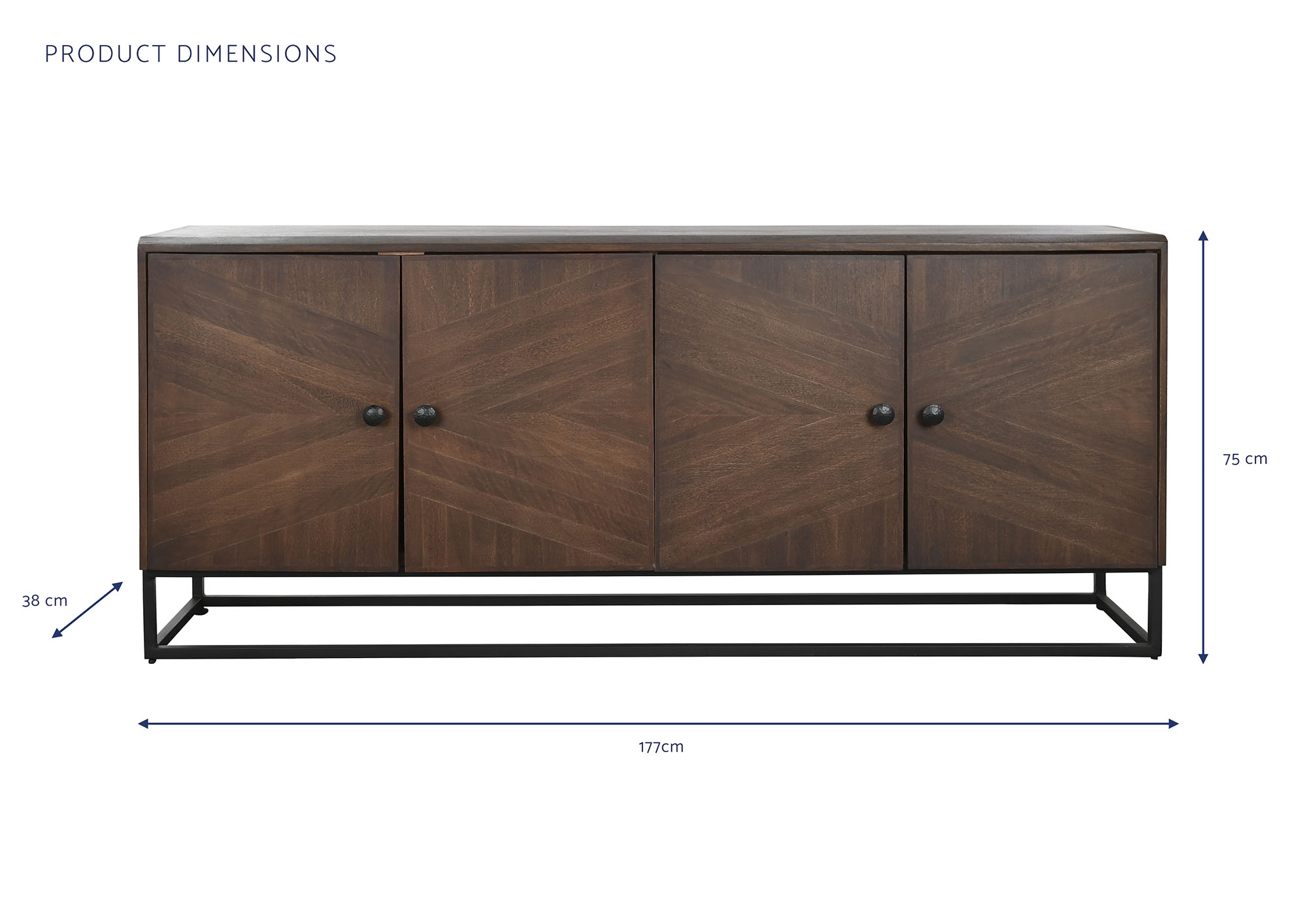 Buffet madera jamun 177x38x75 marron oscuro