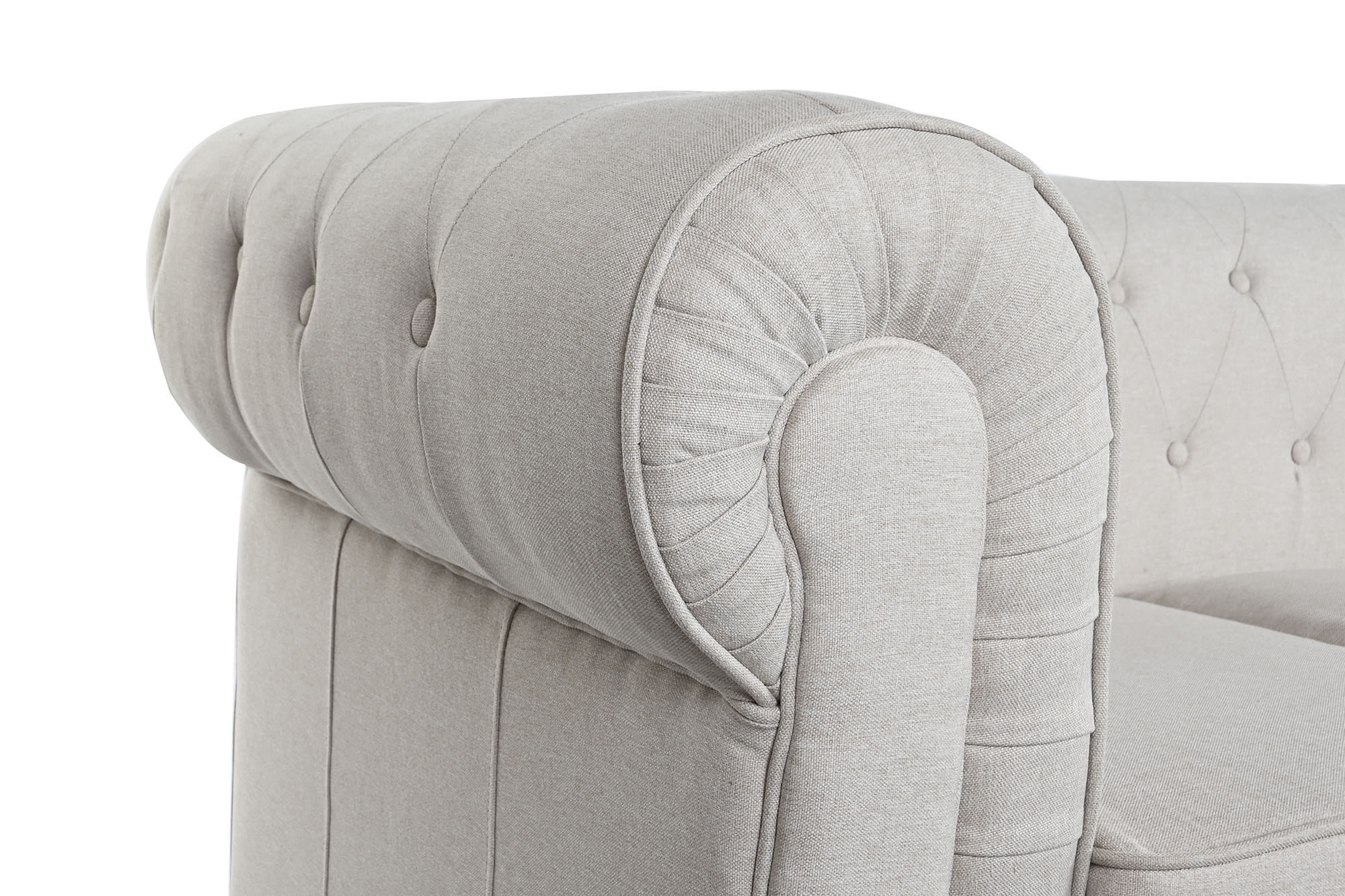 Sofa poliester madera 209x84x76 crema