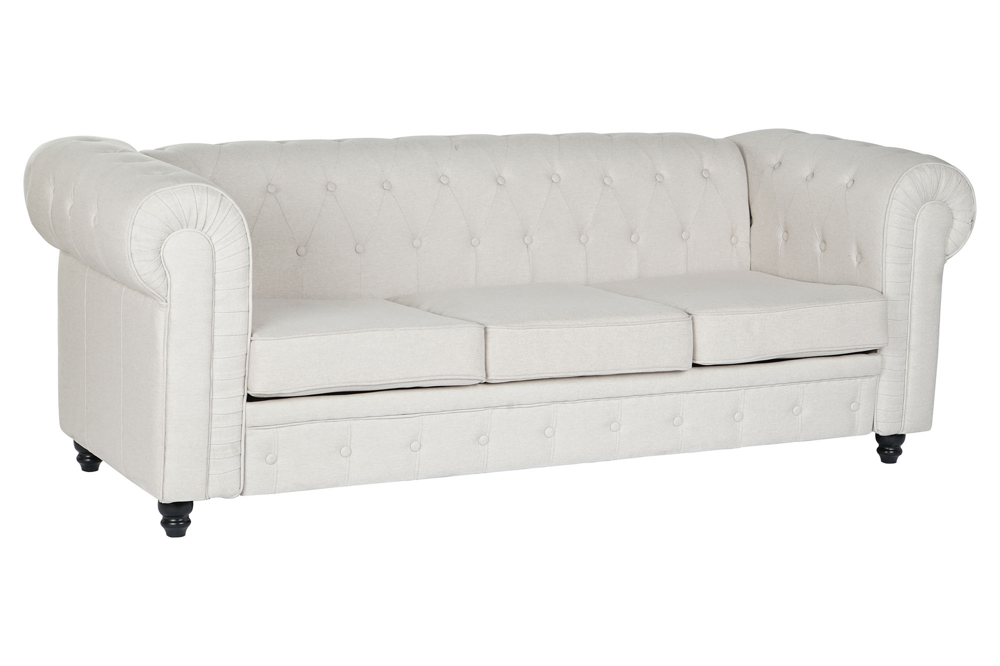 Sofa poliester madera 209x84x76 crema