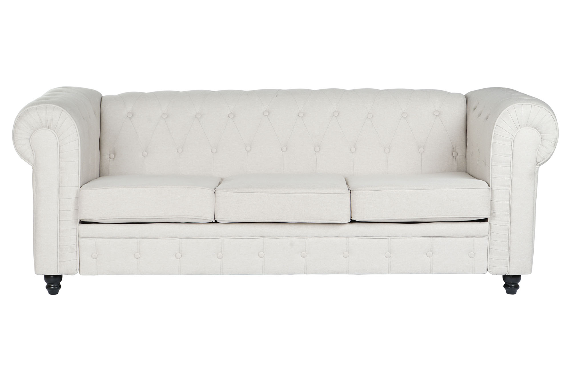 Sofa poliester madera 209x84x76 crema