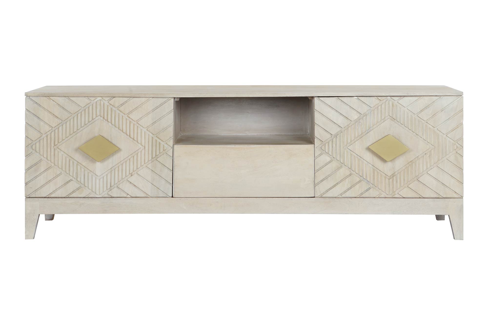 Mueble tv mango metal 175x40x60 rombo beige