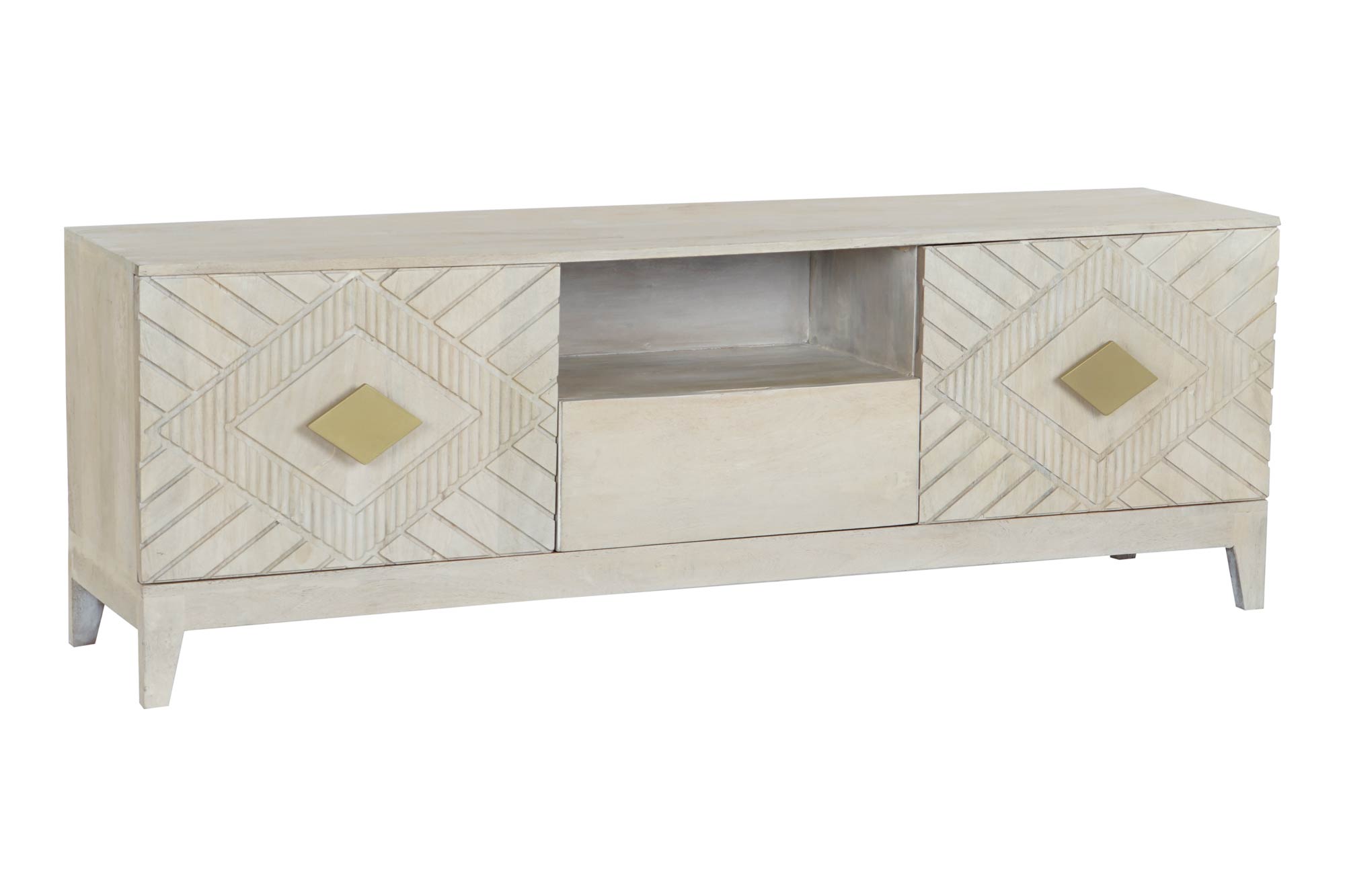 Mueble tv mango metal 175x40x60 rombo beige