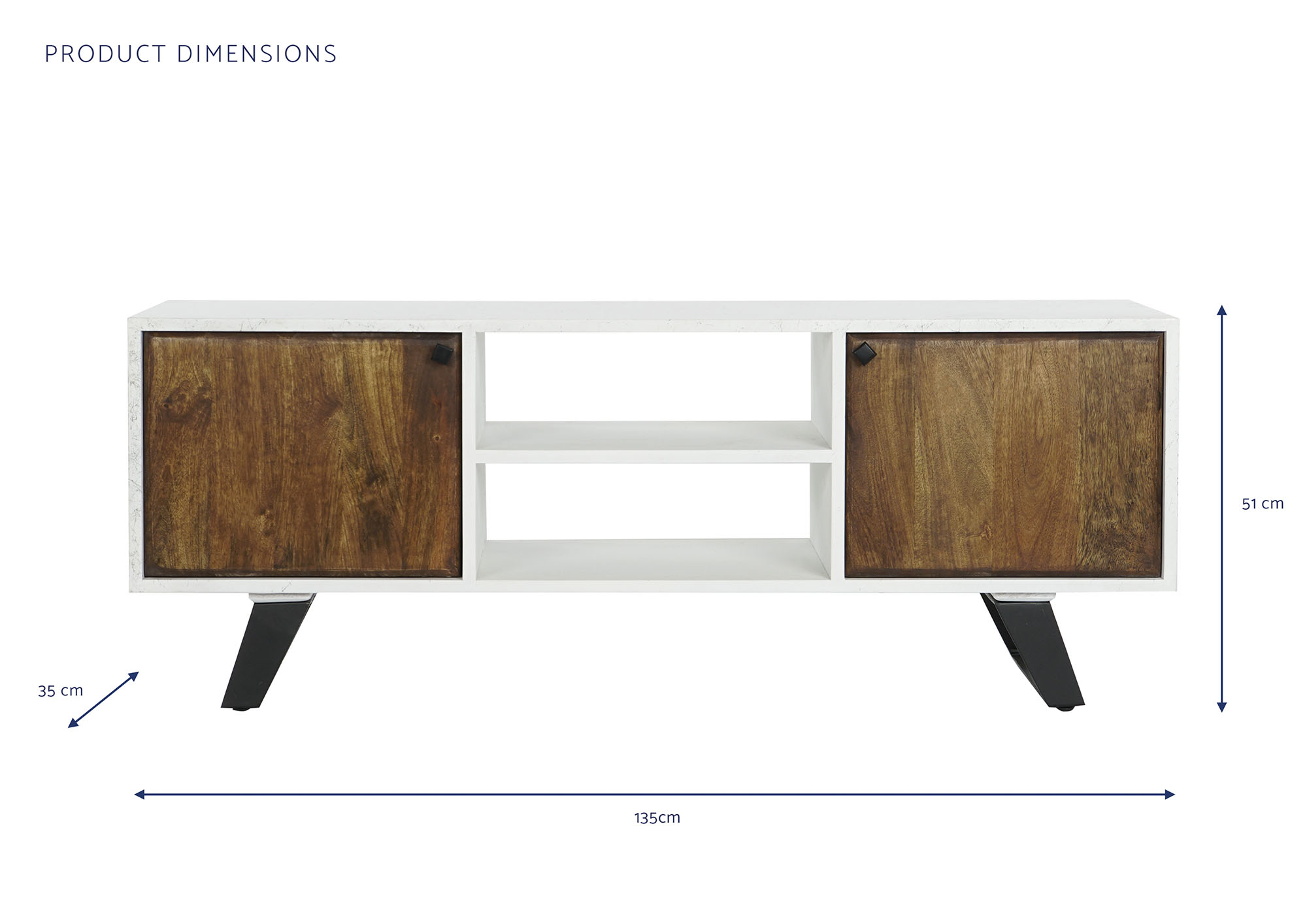 Mueble tv mango metal 135x35x51 blanco