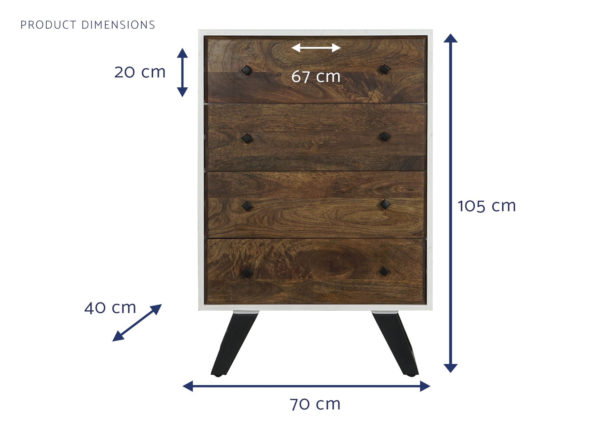 Cajonera mango metal 70x40x105 blanco