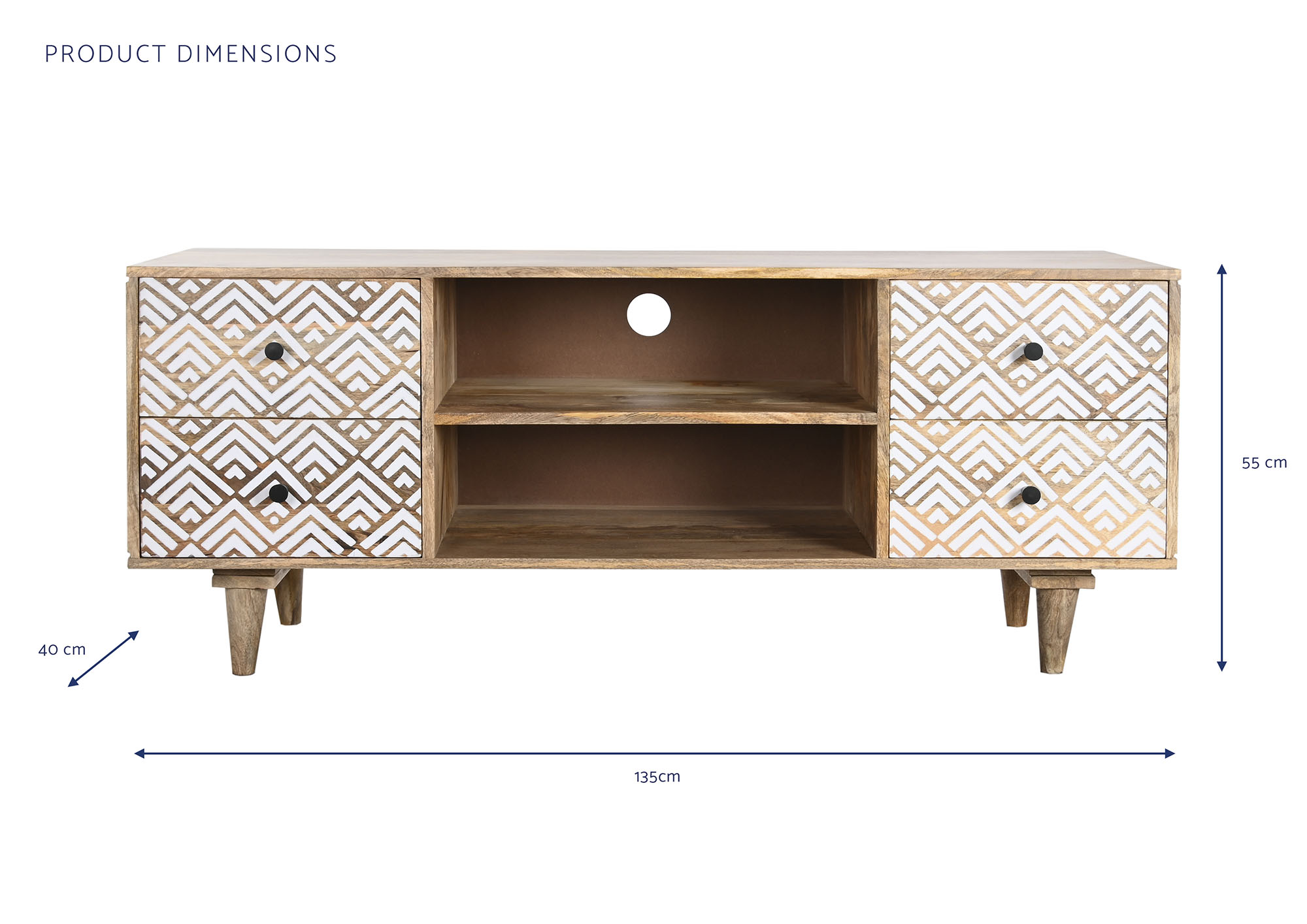 Mueble tv mango 135x40x55 natural