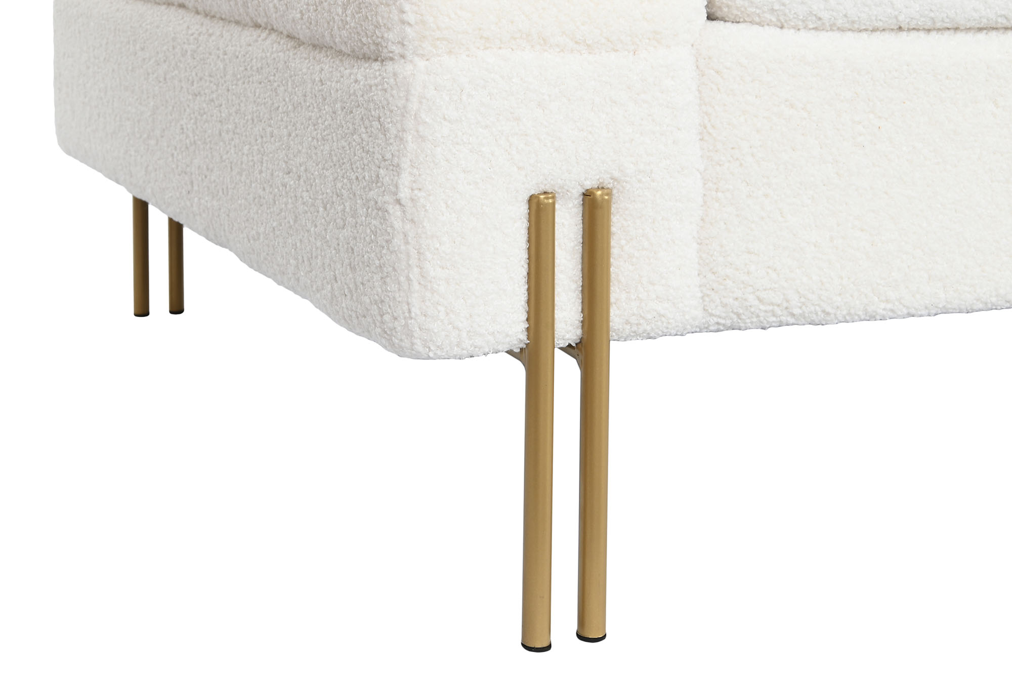 Sofa poliester metal 205x85x73 borreguito blanco