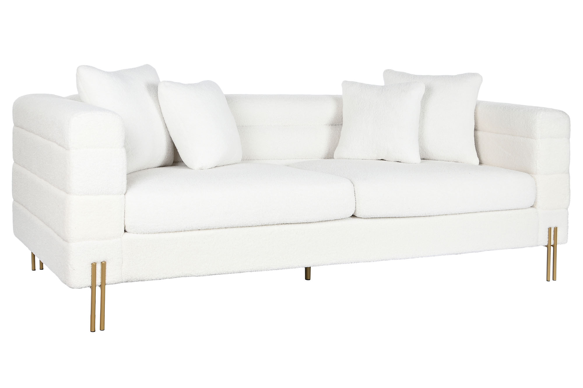 Sofa poliester metal 205x85x73 borreguito blanco