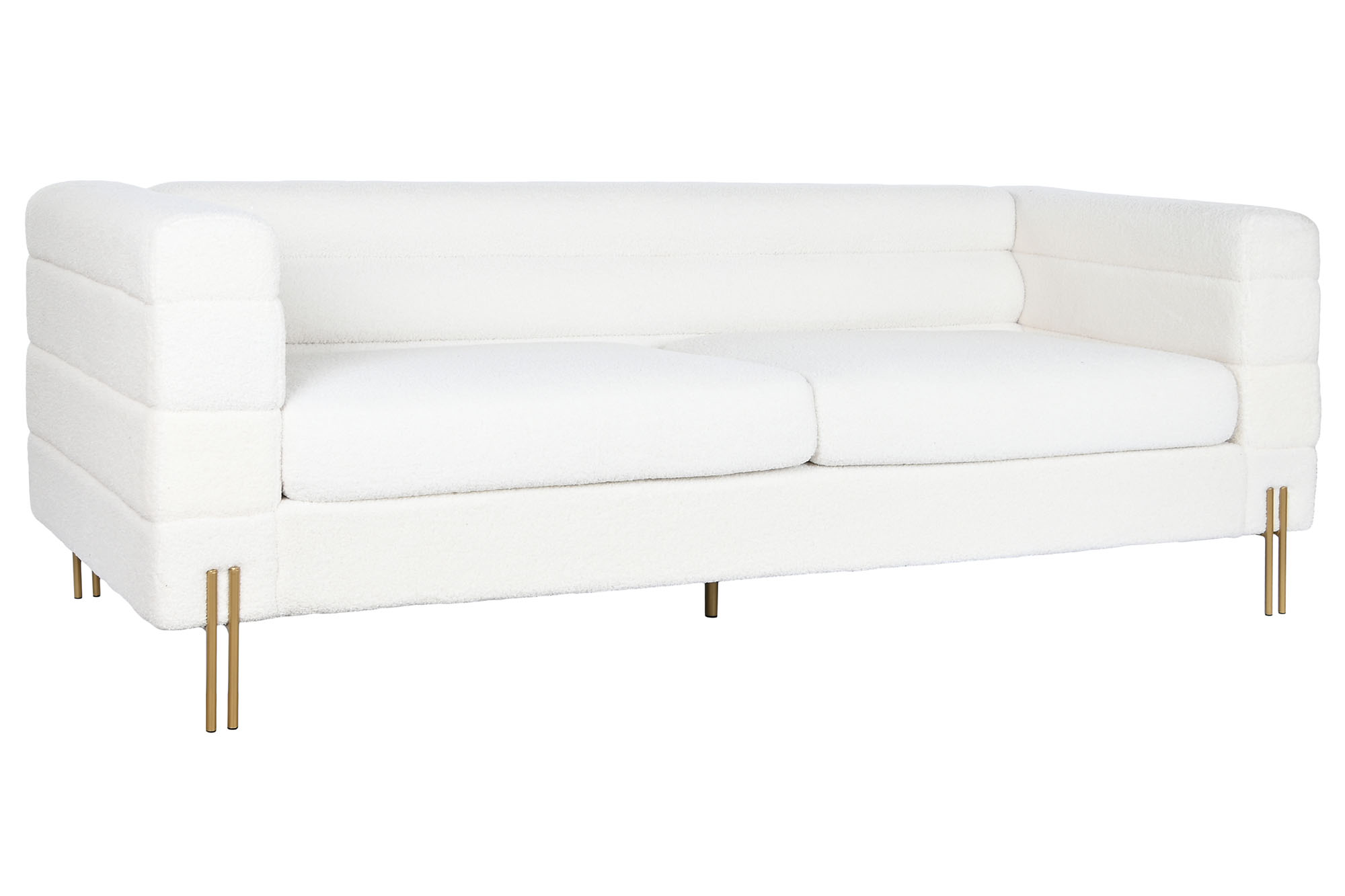 Sofa poliester metal 205x85x73 borreguito blanco