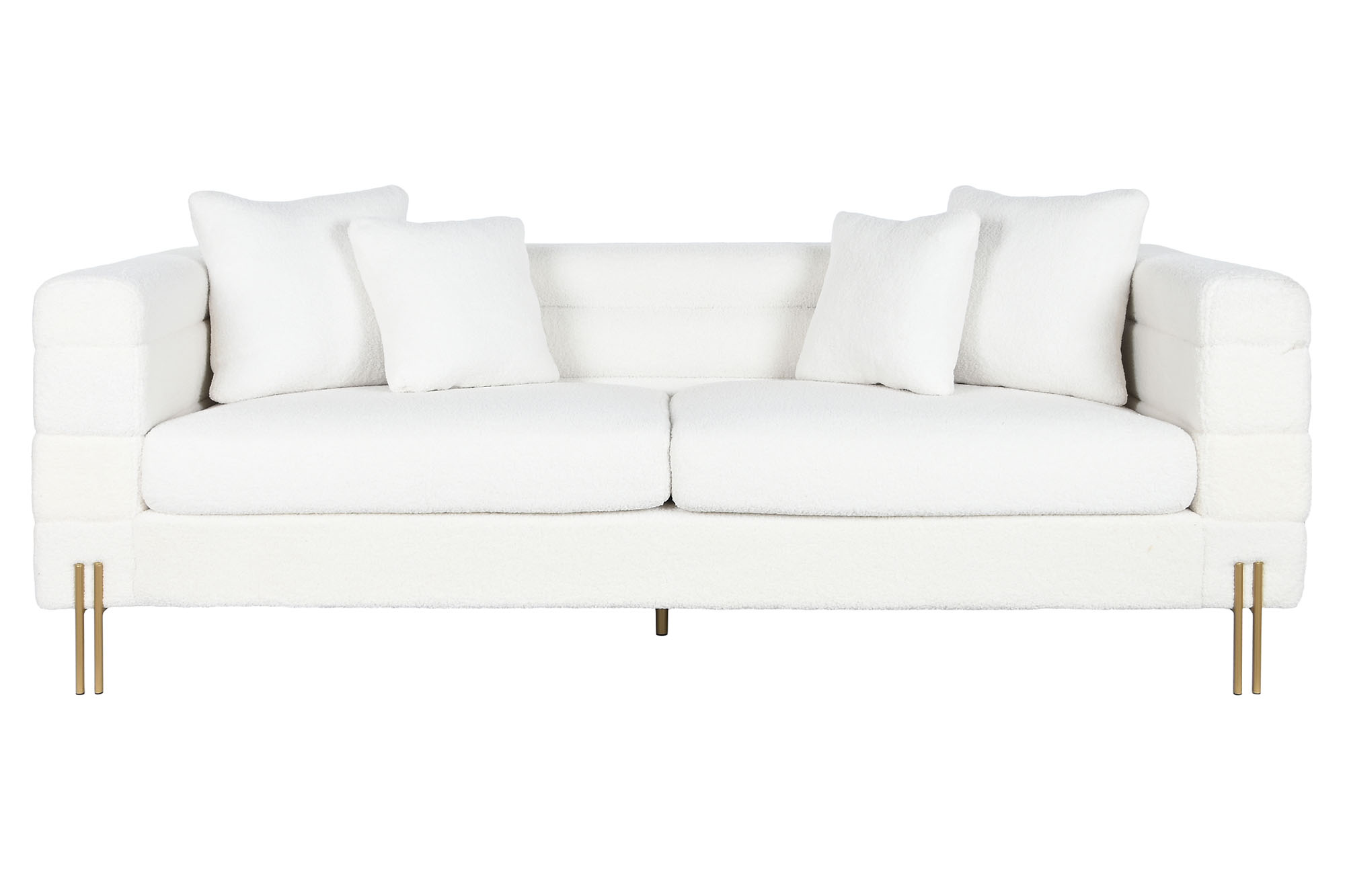 Sofa poliester metal 205x85x73 borreguito blanco