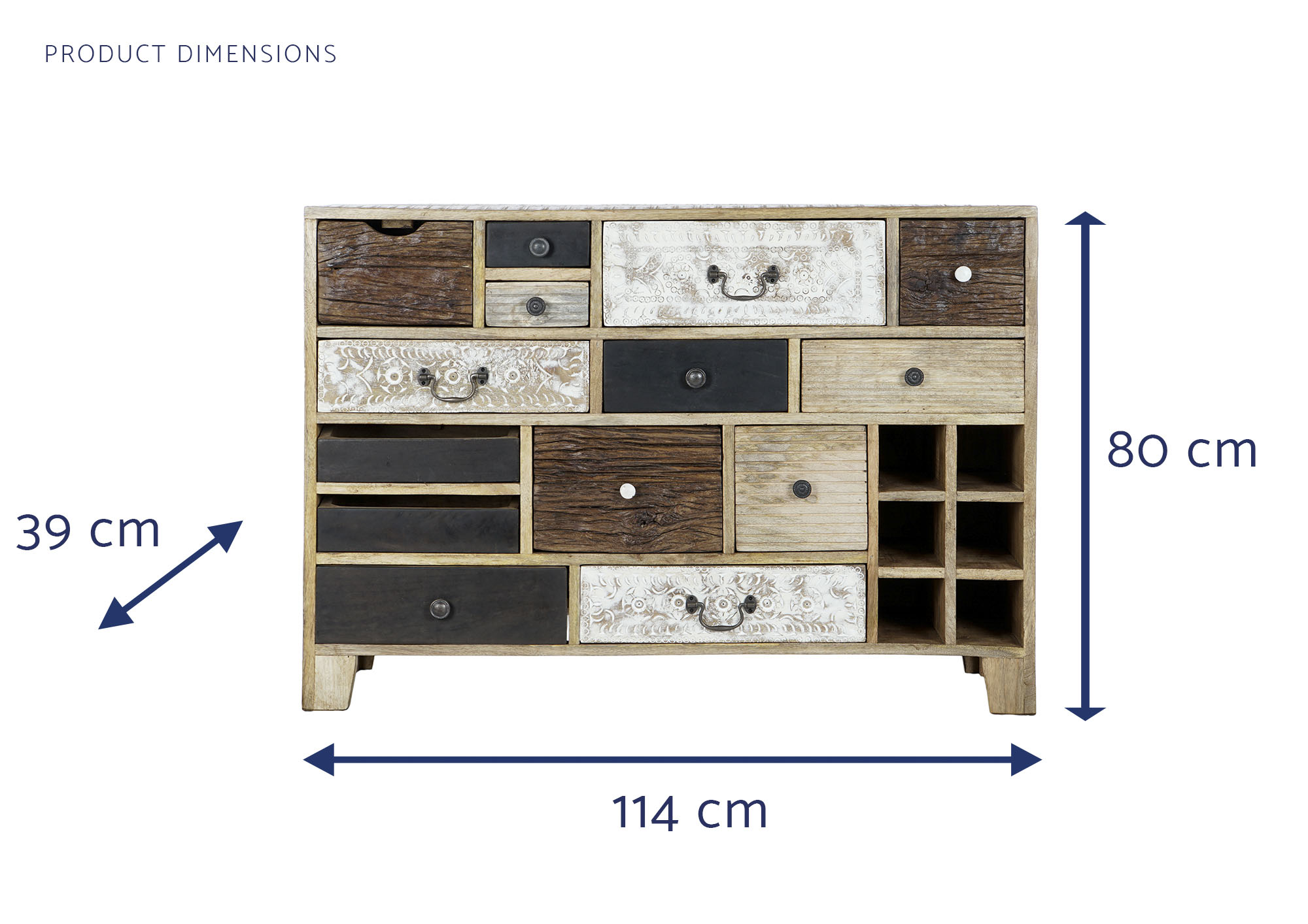 Cajonera mango metal 114x39x80