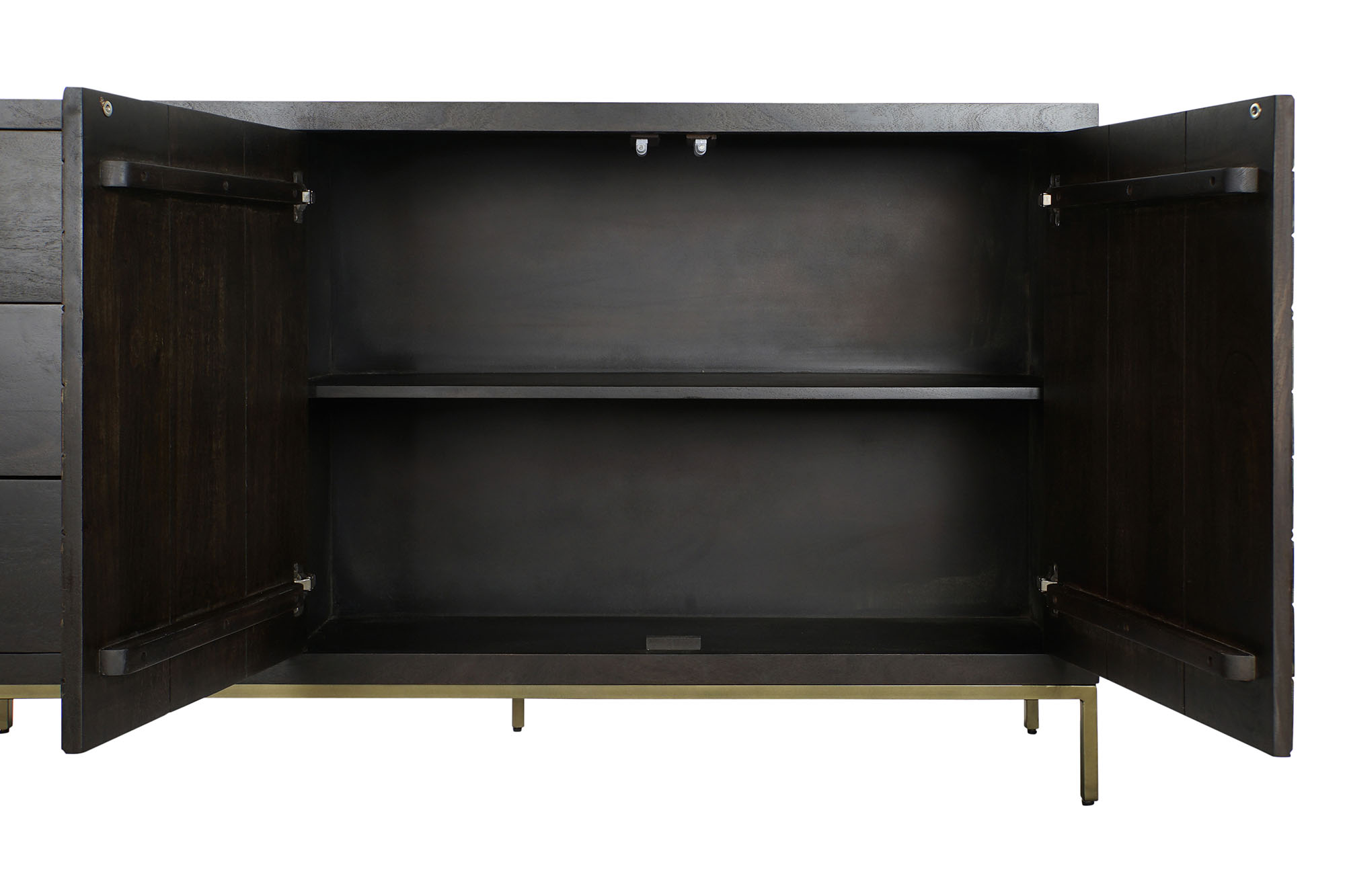 Buffet acacia metal 160x40x90 marron oscuro