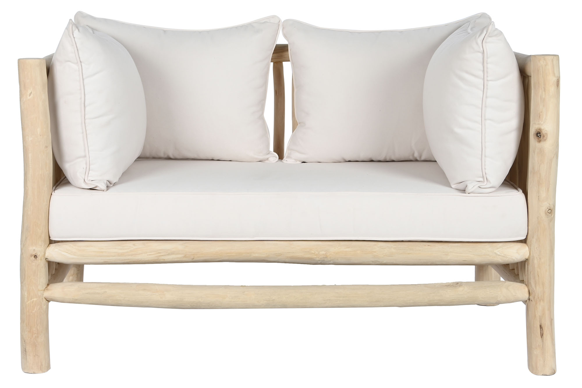 Sofa teca poliester 132x79x78 natural blanco